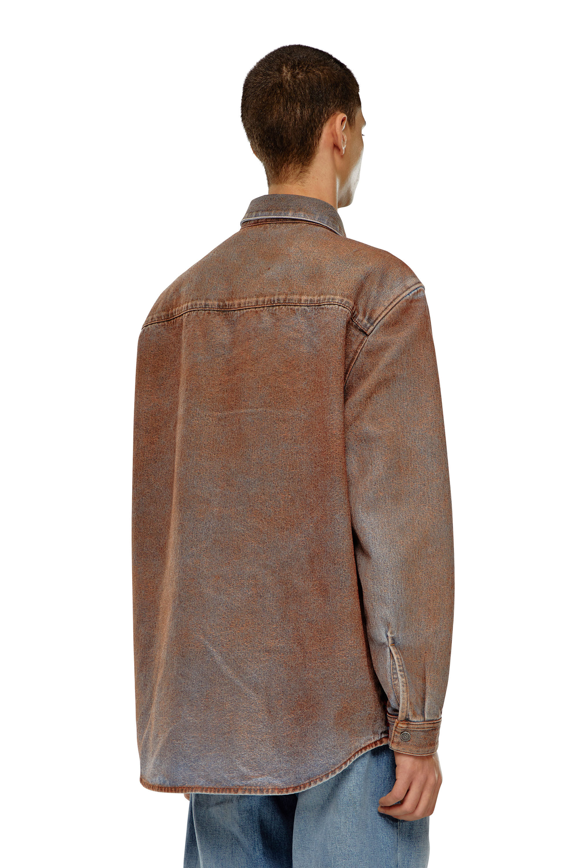 Men's Denim shirt with jacquard logo | Multicolor | Diesel
