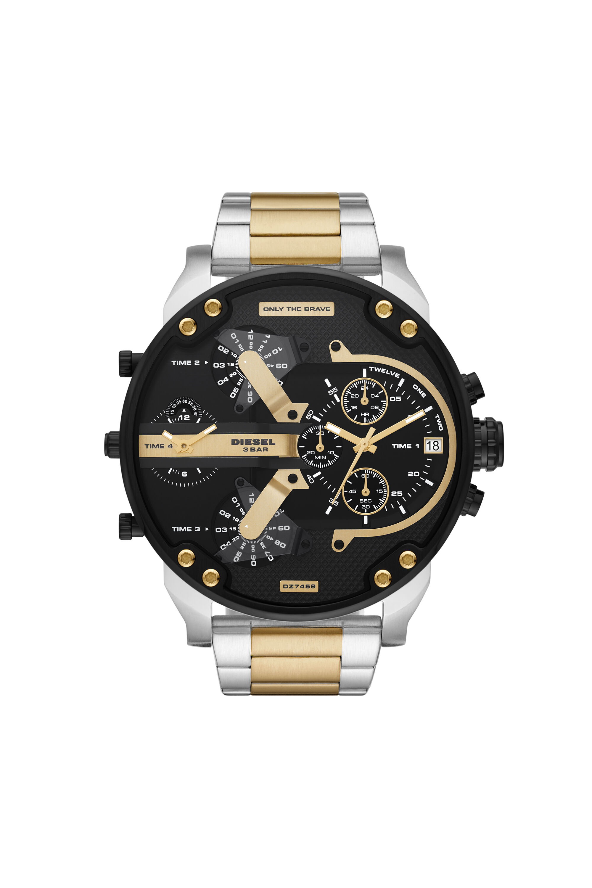 DZ7459 Reloj cronografo hombre negro plateado y dorado Diesel