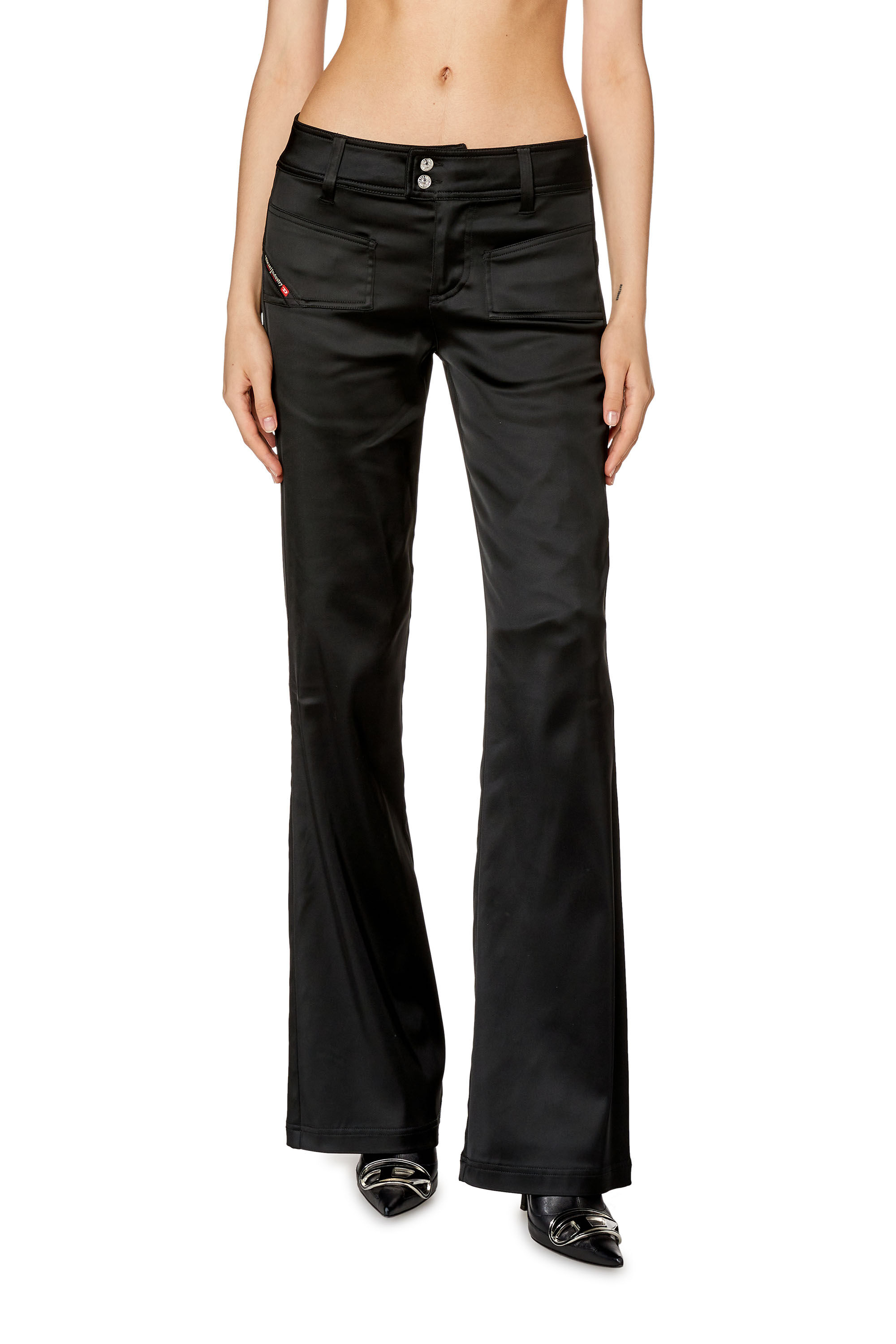 注目ショップ・ブランドのギフト in pants Flared Women's shiny Diesel | Black | satin stretch パンツ