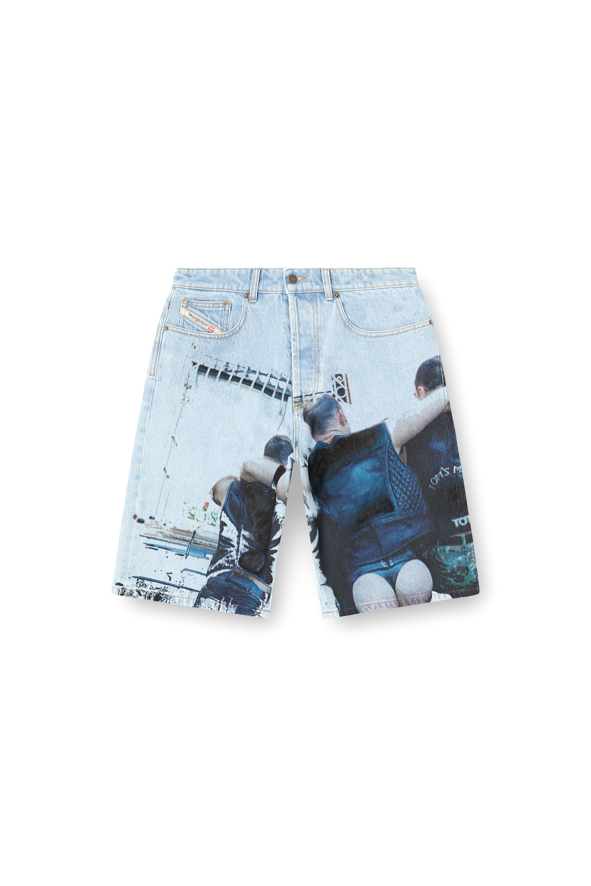 Diesel - PR-D-RIXFORD-S, Pantalones cortos de denim con estampado desteñido Unisex in Azul marino - 2