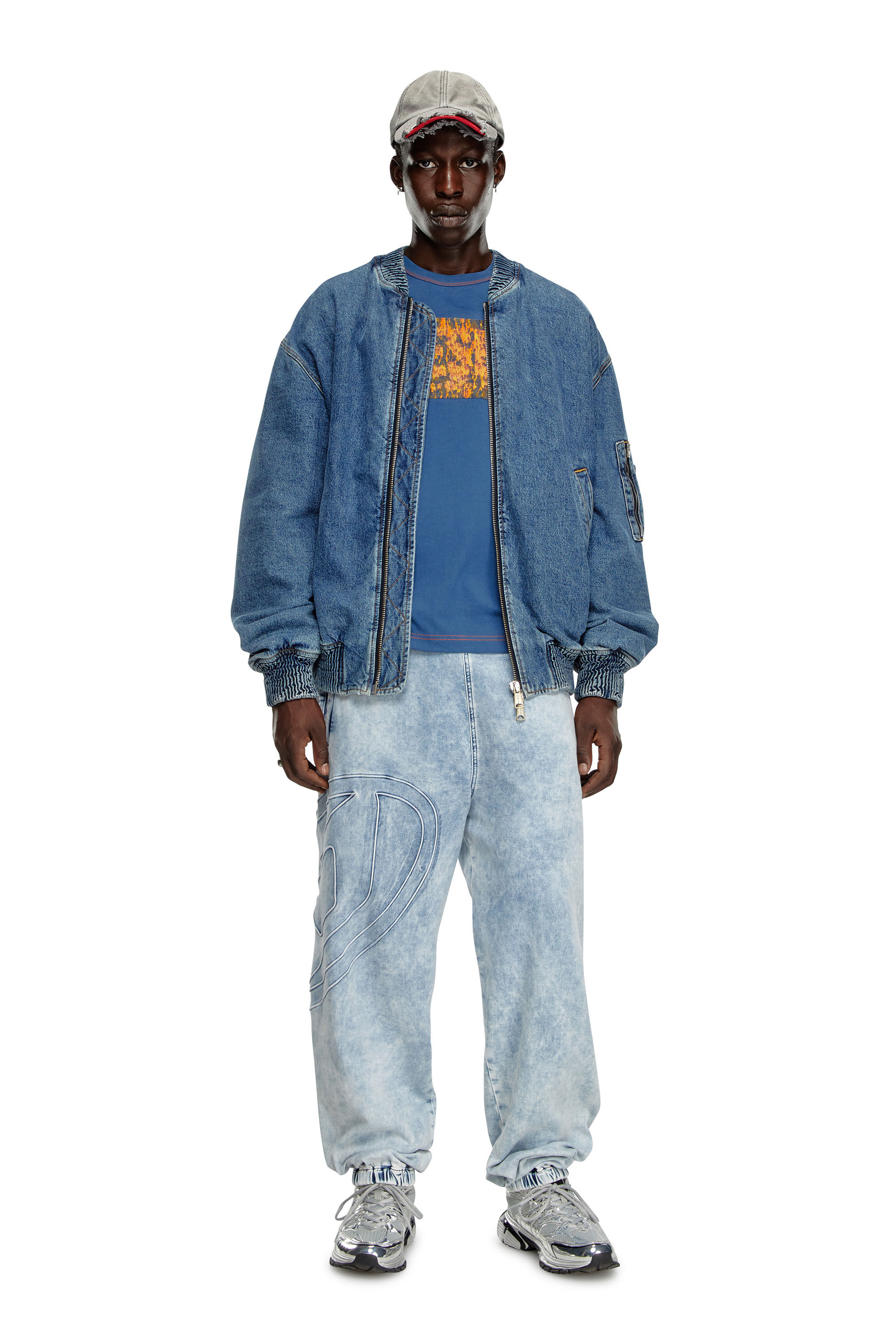 Men's T-shirt with graphic patches | Blue | Diesel