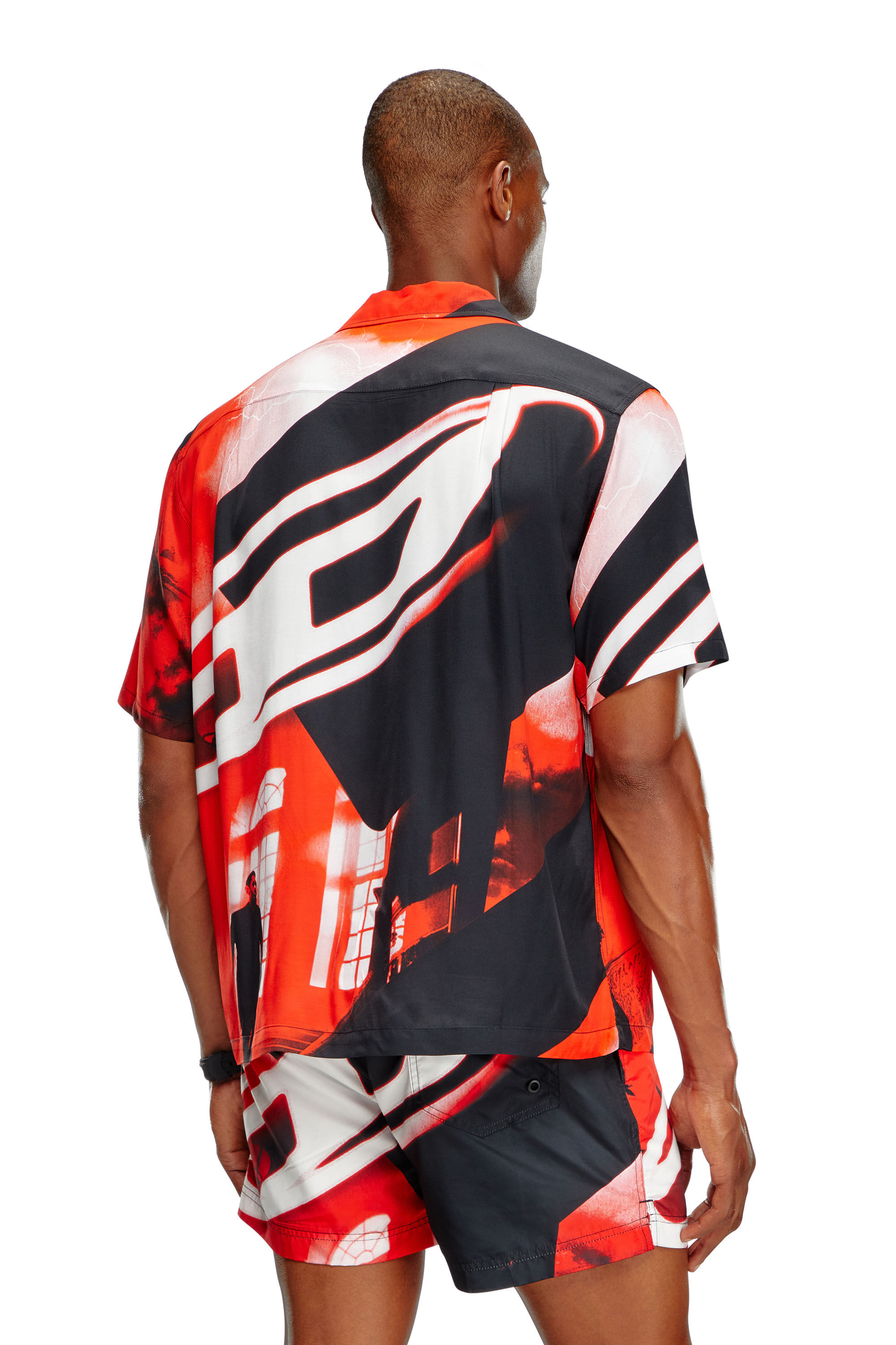Diesel - BMOWT-ADRIAN, Camisa de playa con estampado de póster Oval D Hombre in Multicolor - 3