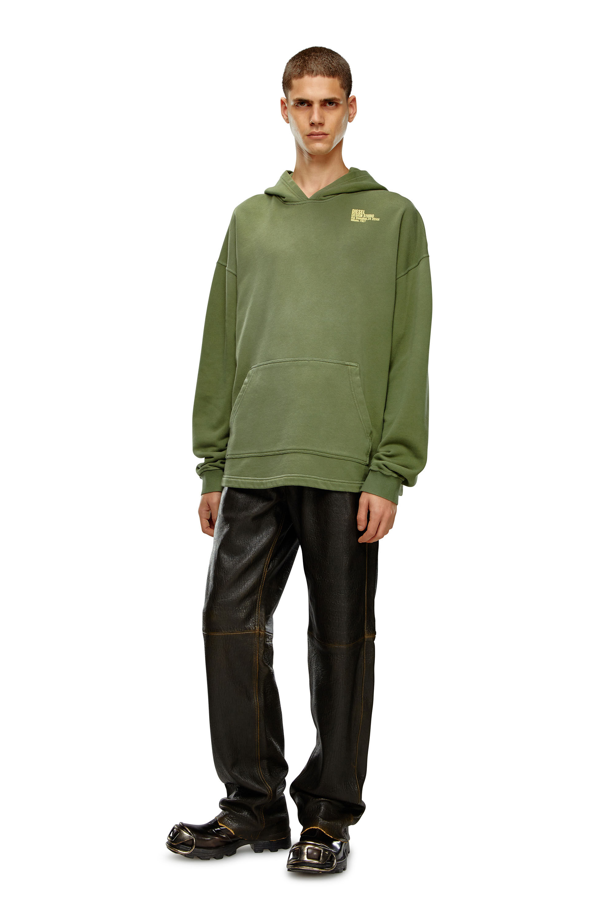 Men s Hoodie with Diesel Design Studio print Green Diesel