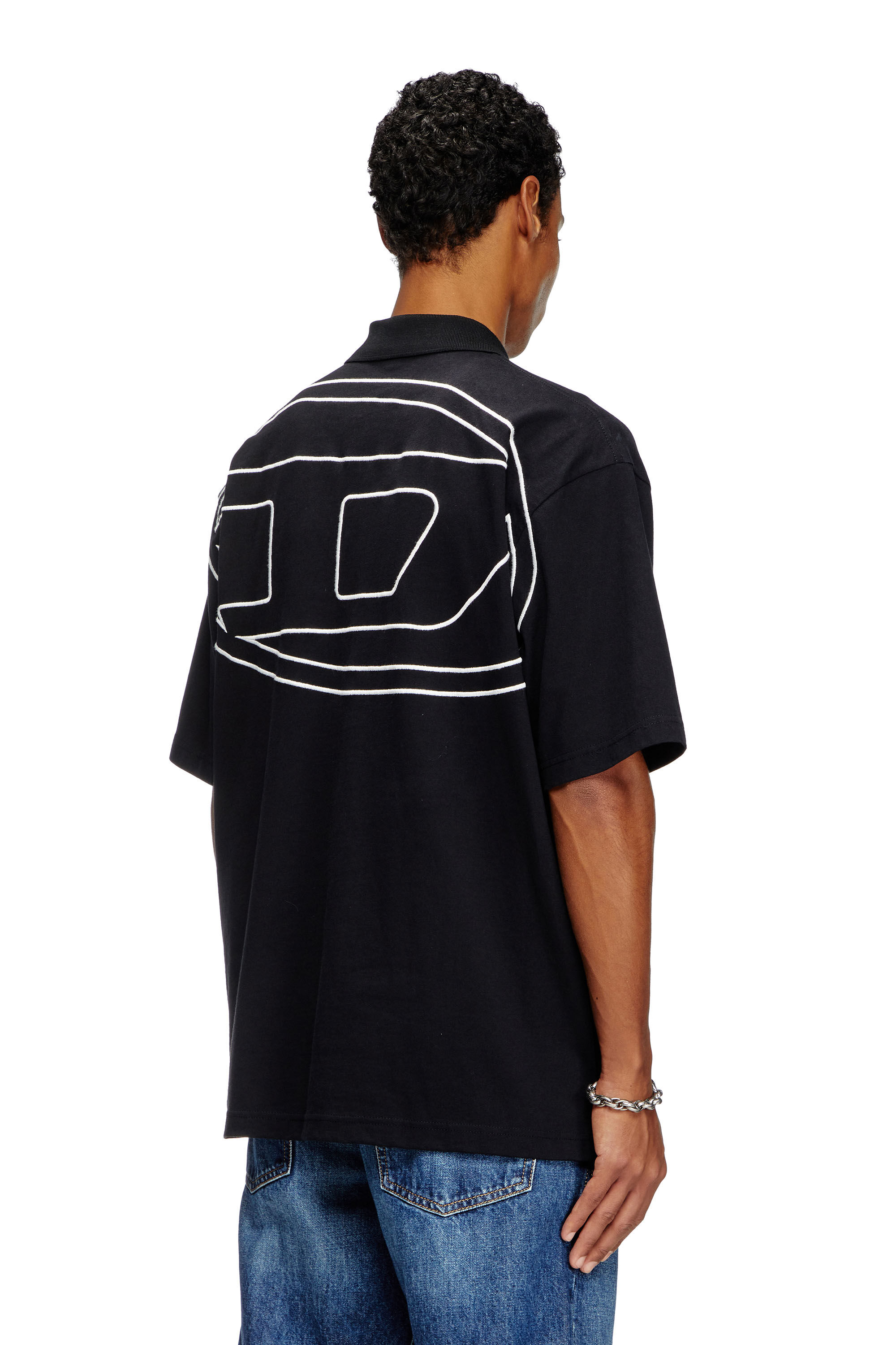 Diesel - T-VORT-MEGOVAL-D, Polo con bordado oval D grande Hombre in Negro - 3