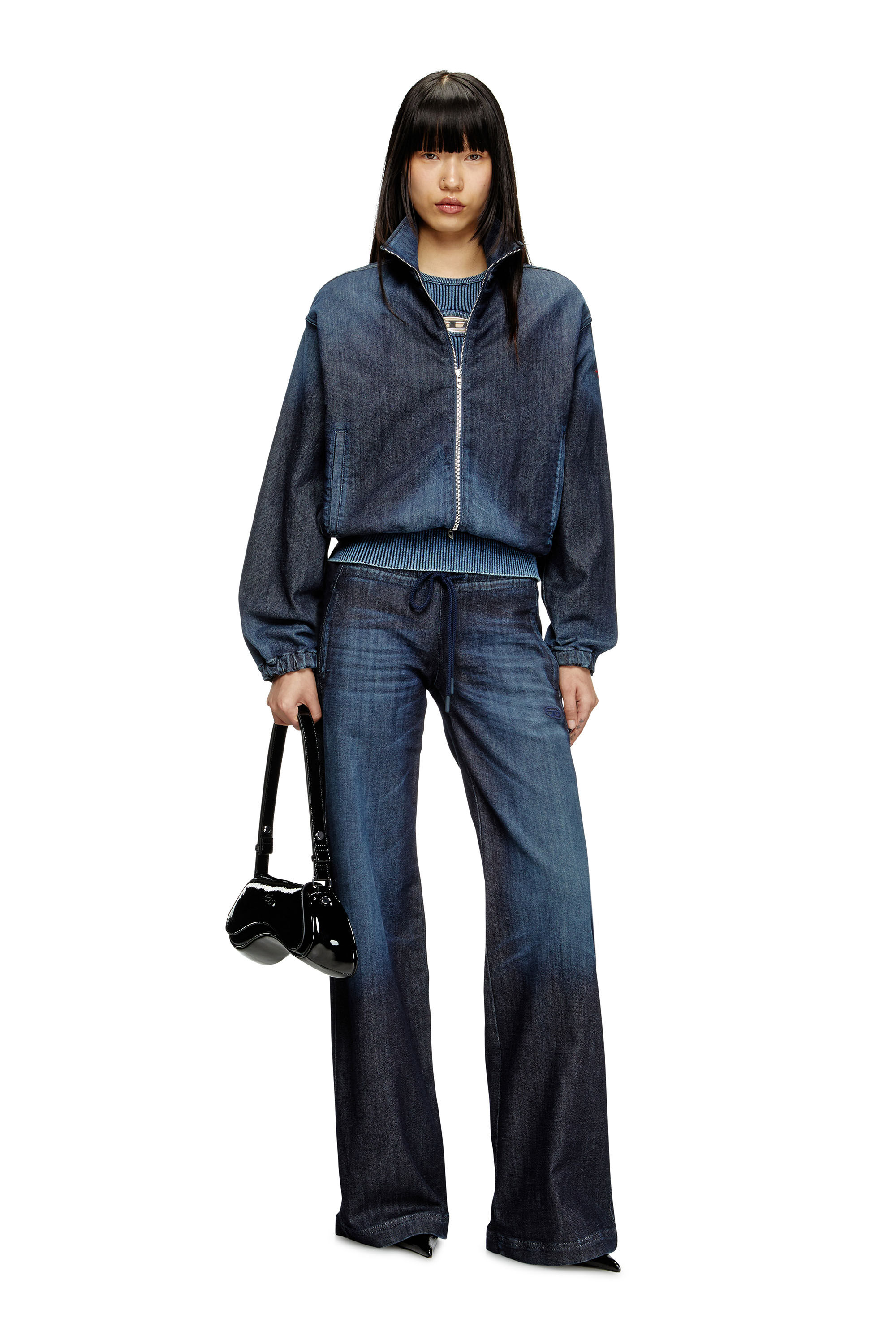 Diesel - DE-SANDERZ JOGG, Chaqueta de JoggJeans con cuello alto Mujer in Azul marino - 1