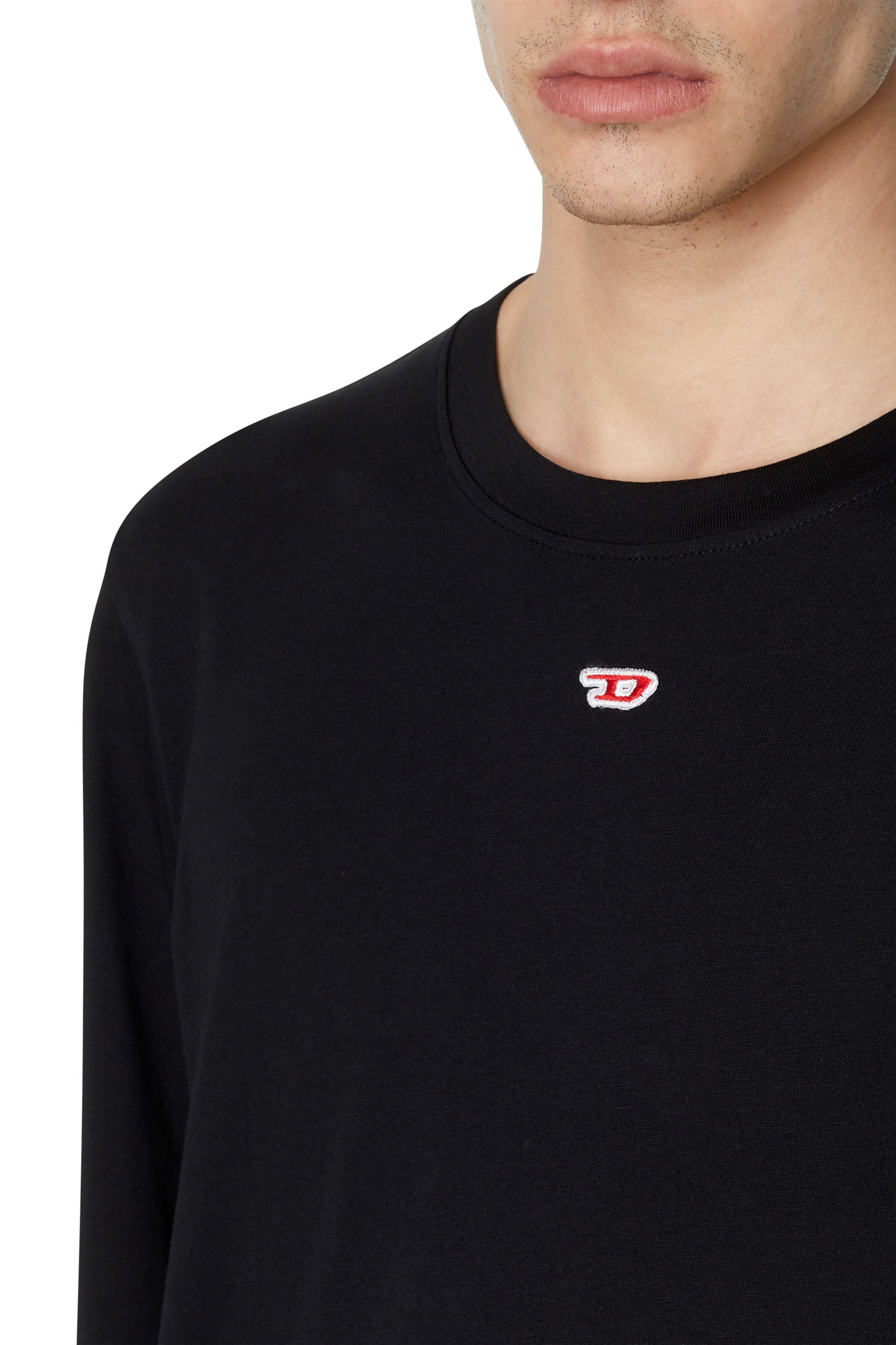 Diesel - T-JUST-LS-D, Man's Long-sleeve T-shirt with D patch in Black - 4
