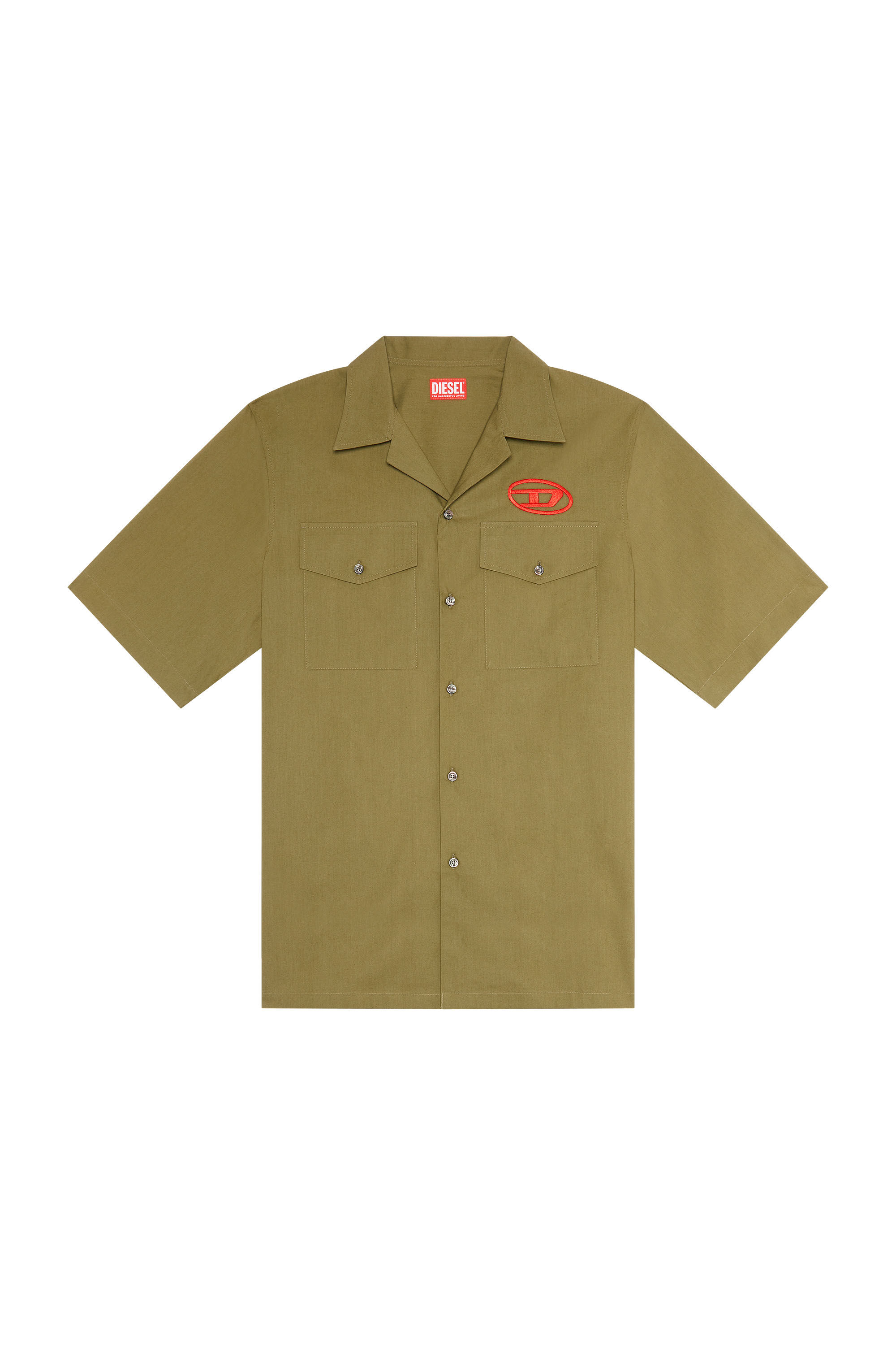 Men's Bowling shirt with embroidered logo | Green | Diesel
