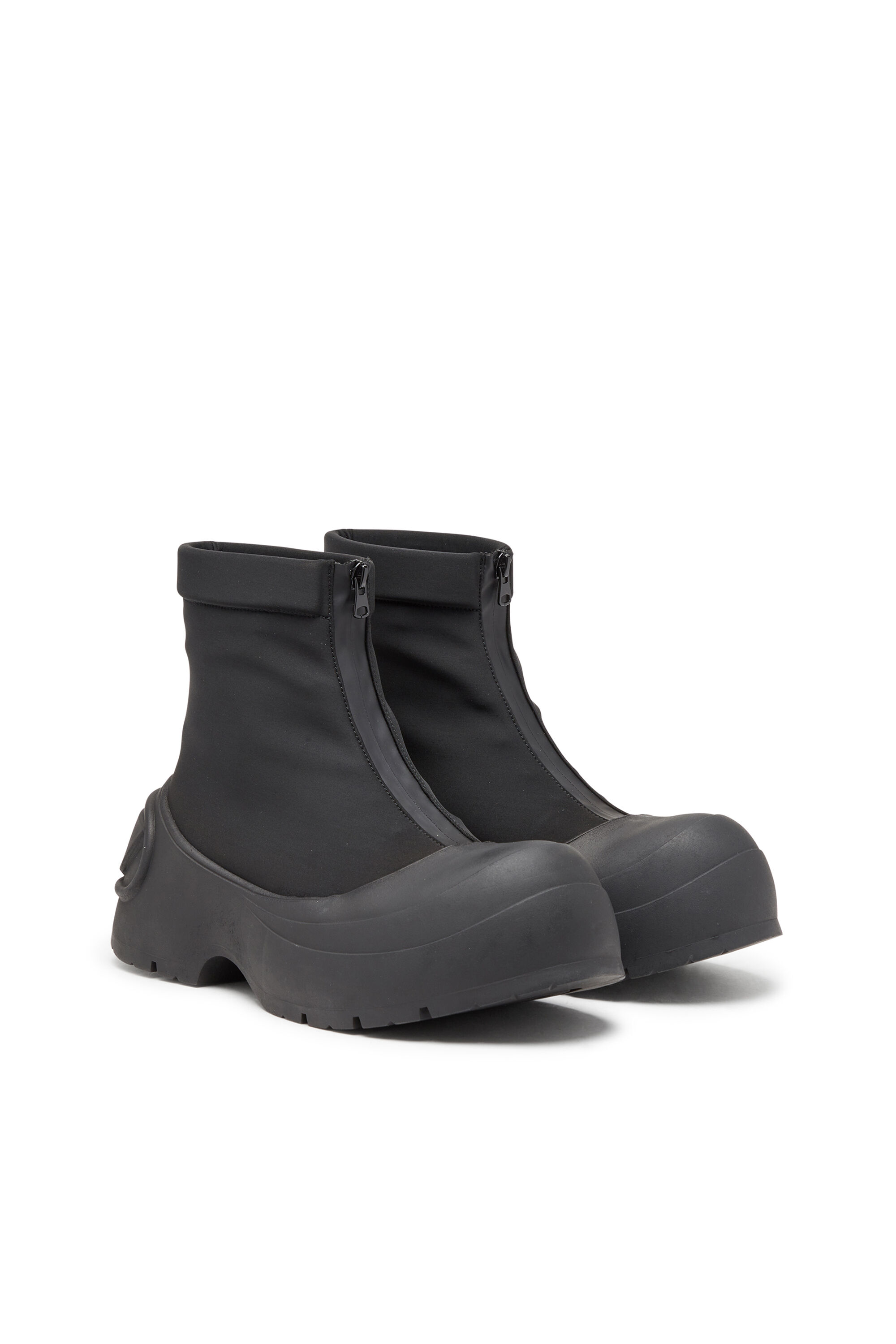 Men s D Donald Rubber trimmed ankle boots Black Diesel