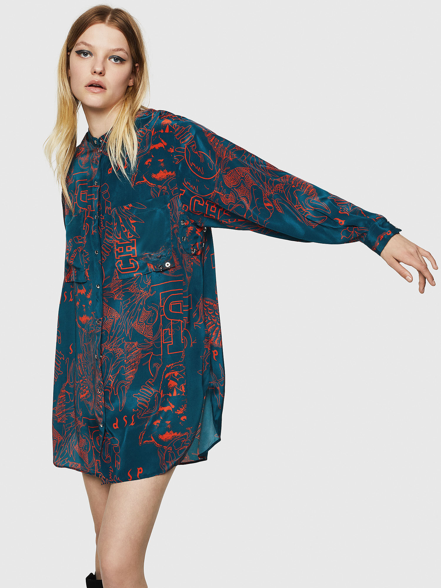 Vestido camisero raso