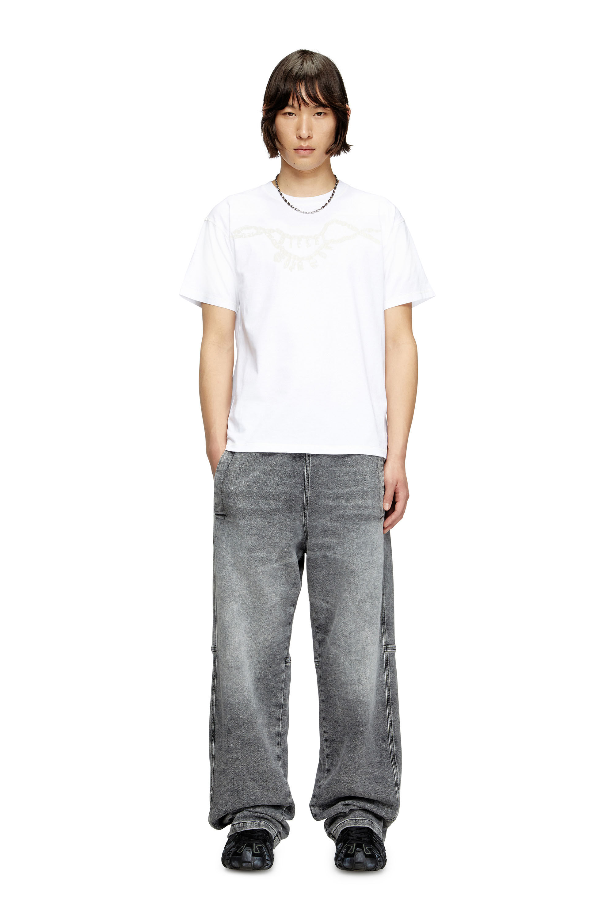 Diesel - T-NORM-HOSHI, Camiseta con estampado de collar con colgante Unisex in Blanco - 1