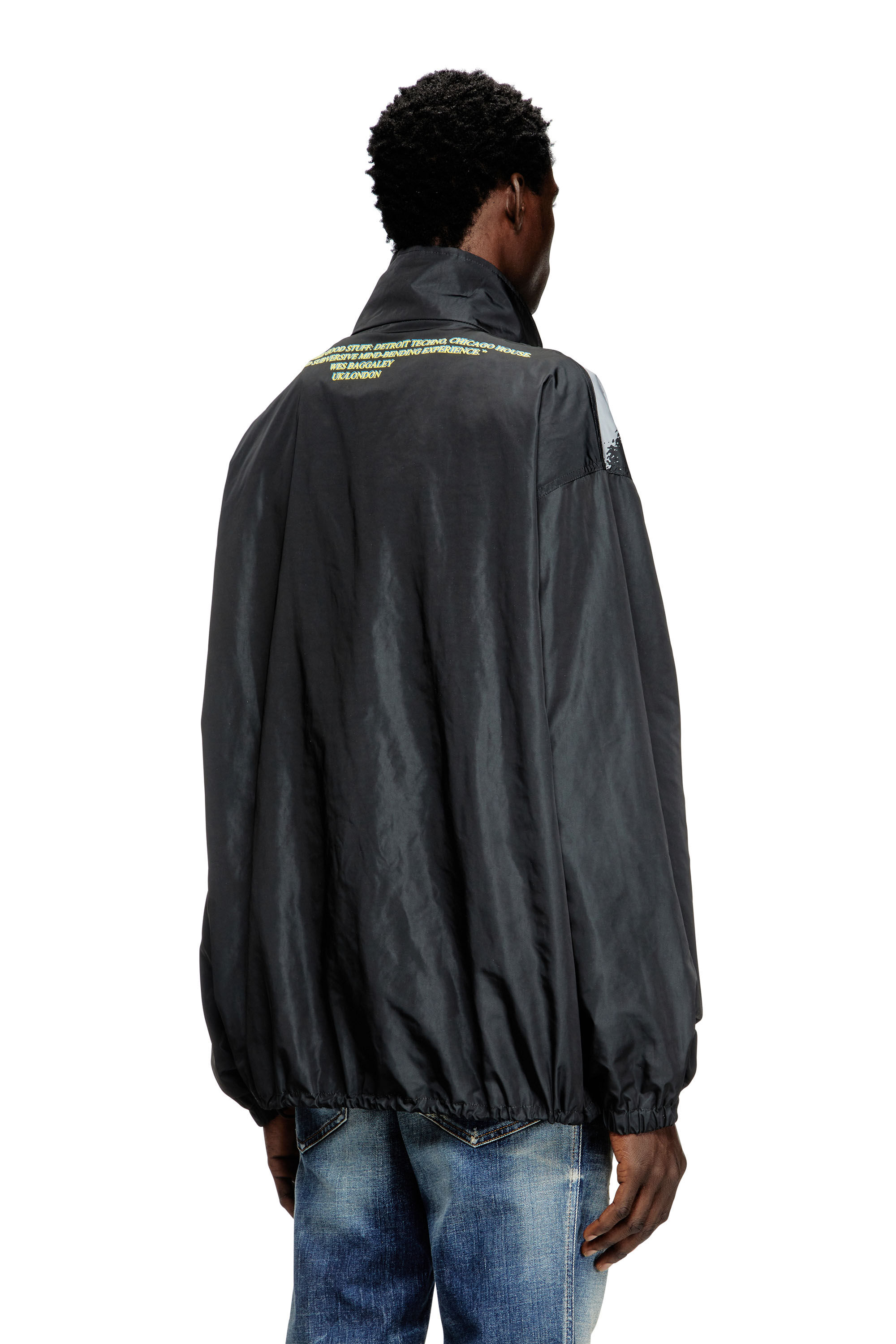 Diesel - J-ERIK, Unisex's Tech-jersey jacket with lyrics print in Black - 5