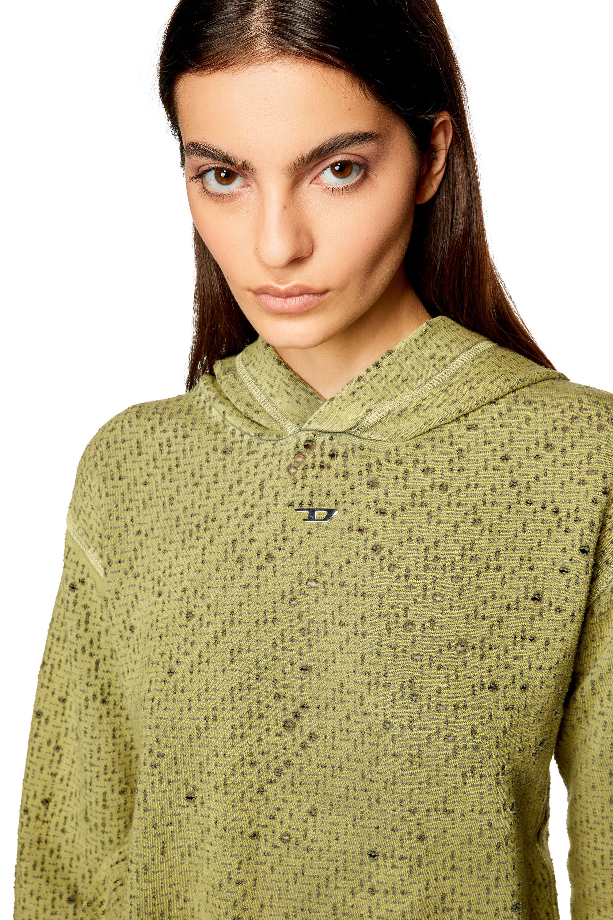Women's Hoodie in laser-cut jersey | Green | Diesel
