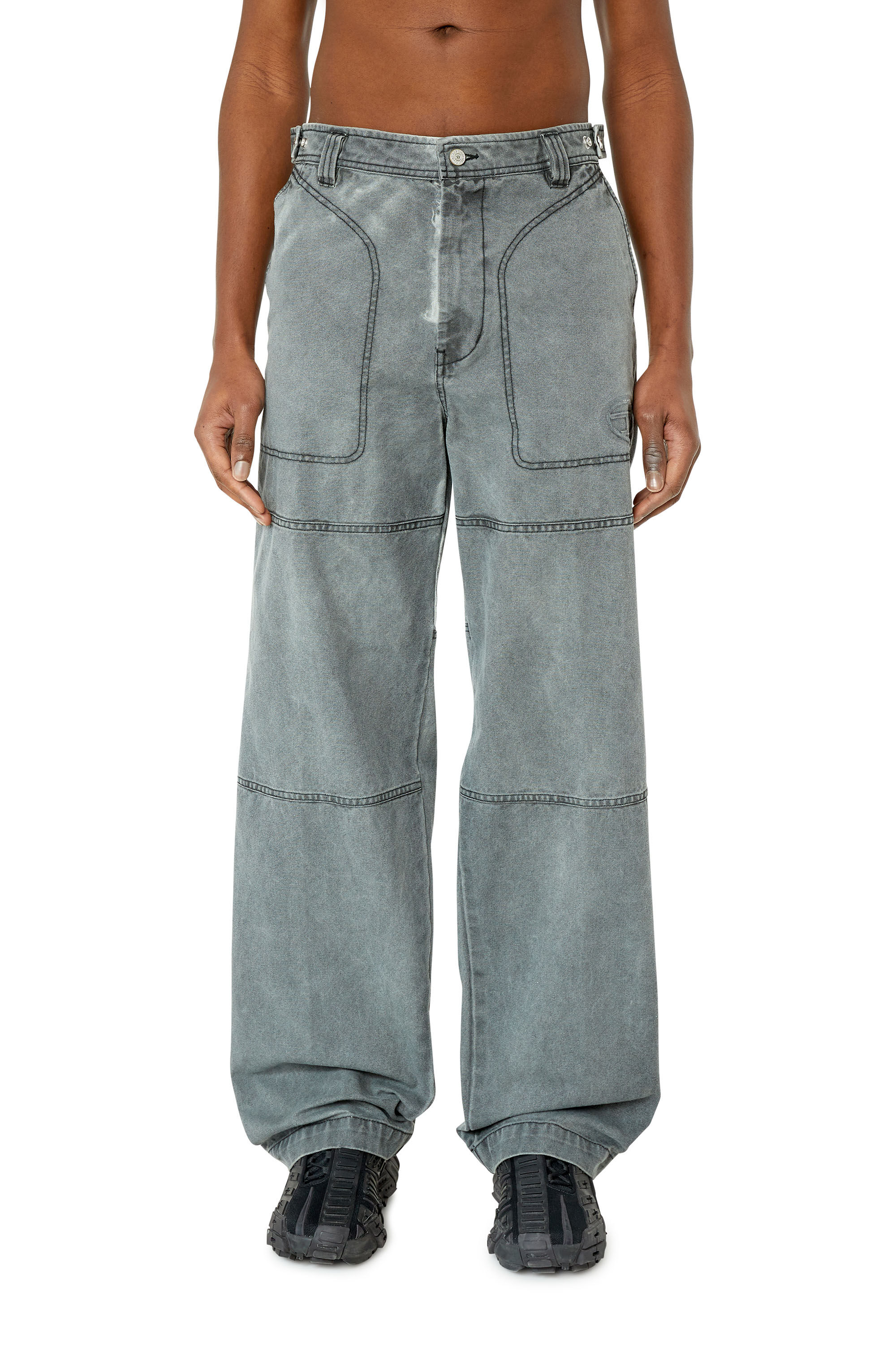 Diesel - P-CHART, Man's Workwear pants in treated canvas in Black - 3