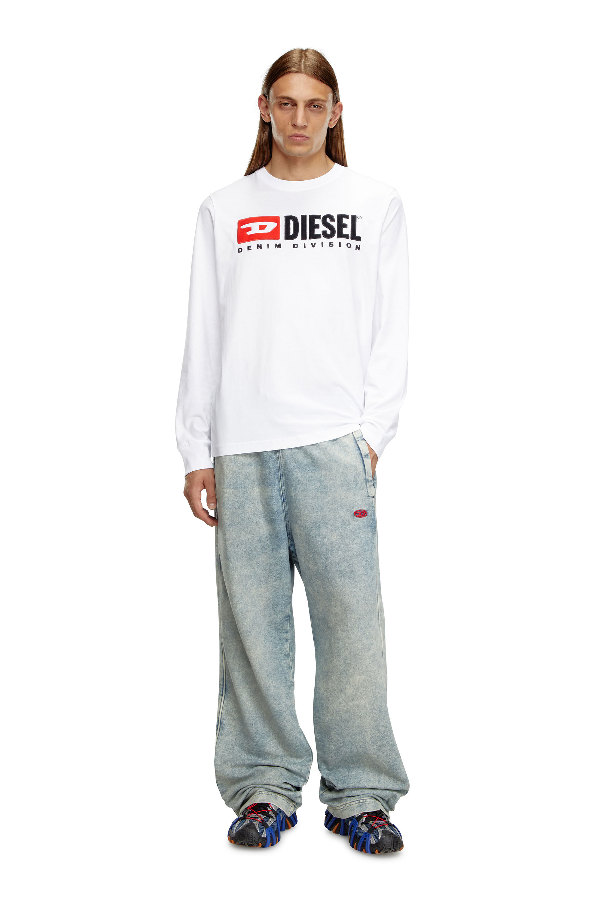 Diesel - T-JUST-LS-DIV, Camiseta de manga larga con bordado Hombre in Blanco - 1