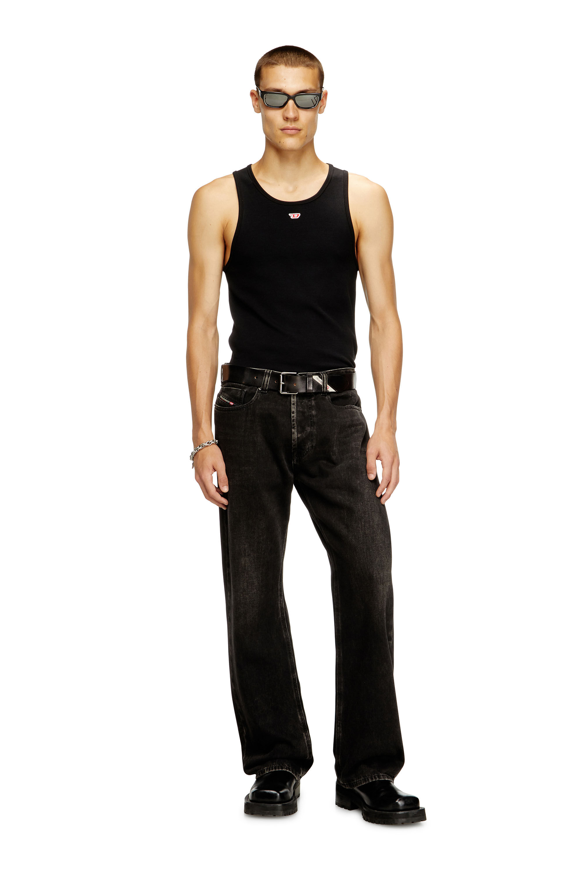 Diesel - T-LIFTY-D, Camiseta sin mangas con mini parche con el logotipo D Hombre in Negro - 1