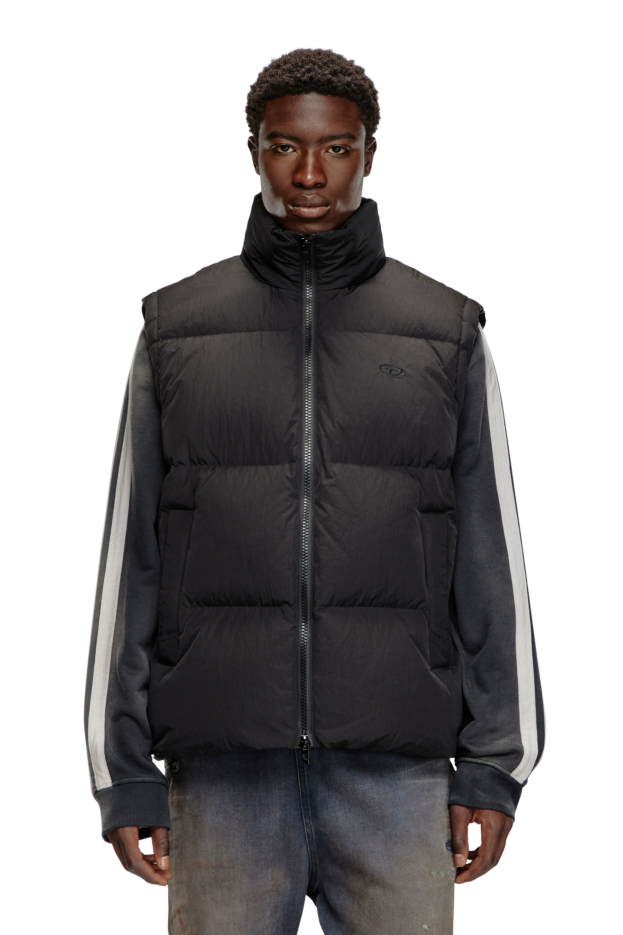 Men's Down vest in crinkled nylon | Black | Diesel