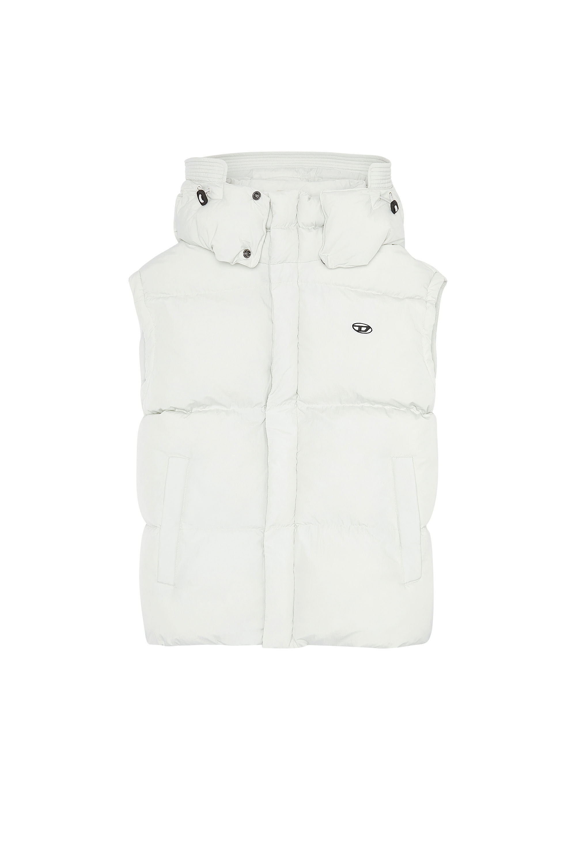 Diesel - W-ROLFYS-SL-FD, Man's Puffer vest with detachable hood in White - 2