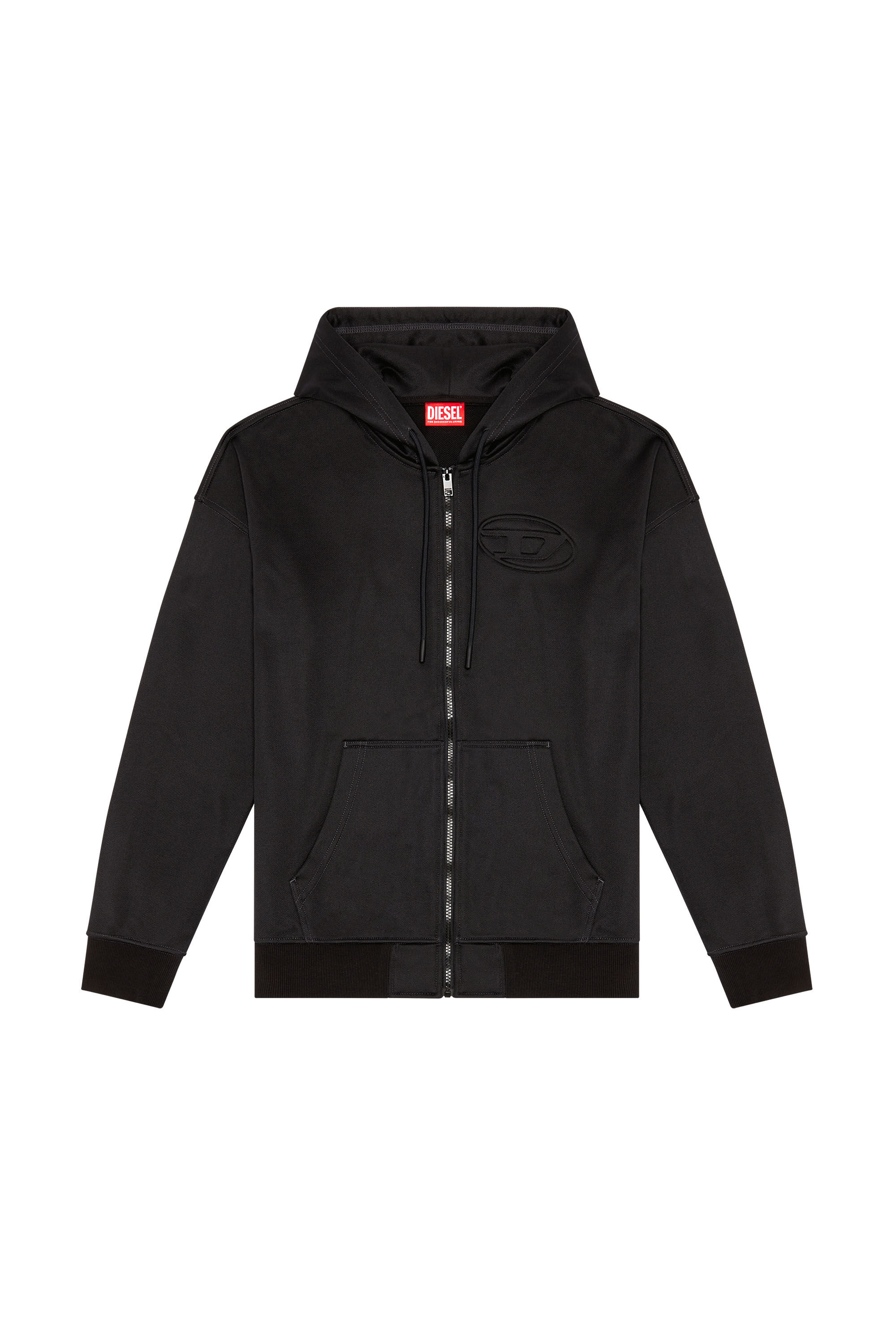 Diesel - S-ROBY-HOOD-ZIP-N1, Man Zip hoodie with embossed Oval D logo in Black - Image 2