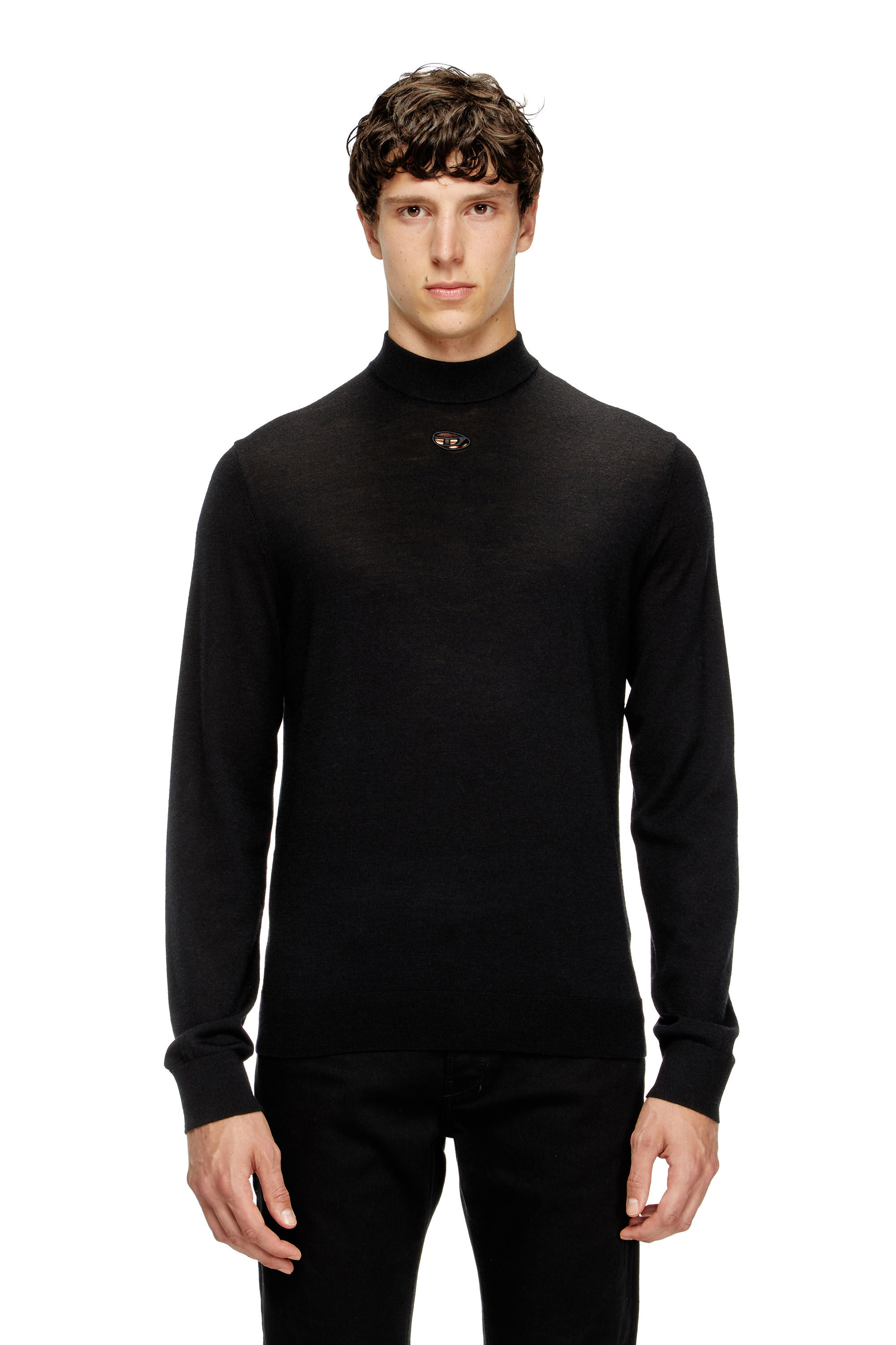 Diesel - K-GIL, Jersey con cuello alto de lana Hombre in Negro - 3