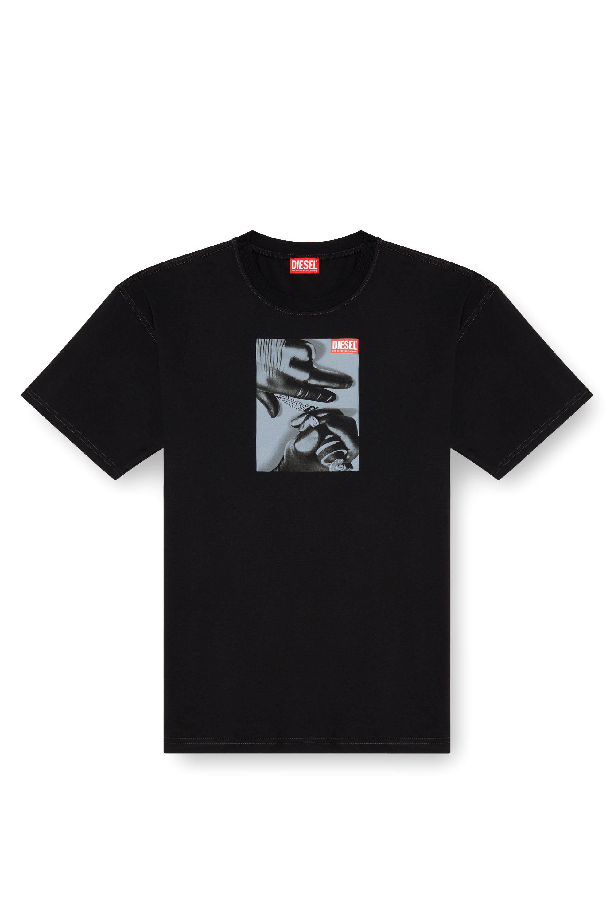 Men's T-shirt with tattoo glove print | Black | Diesel