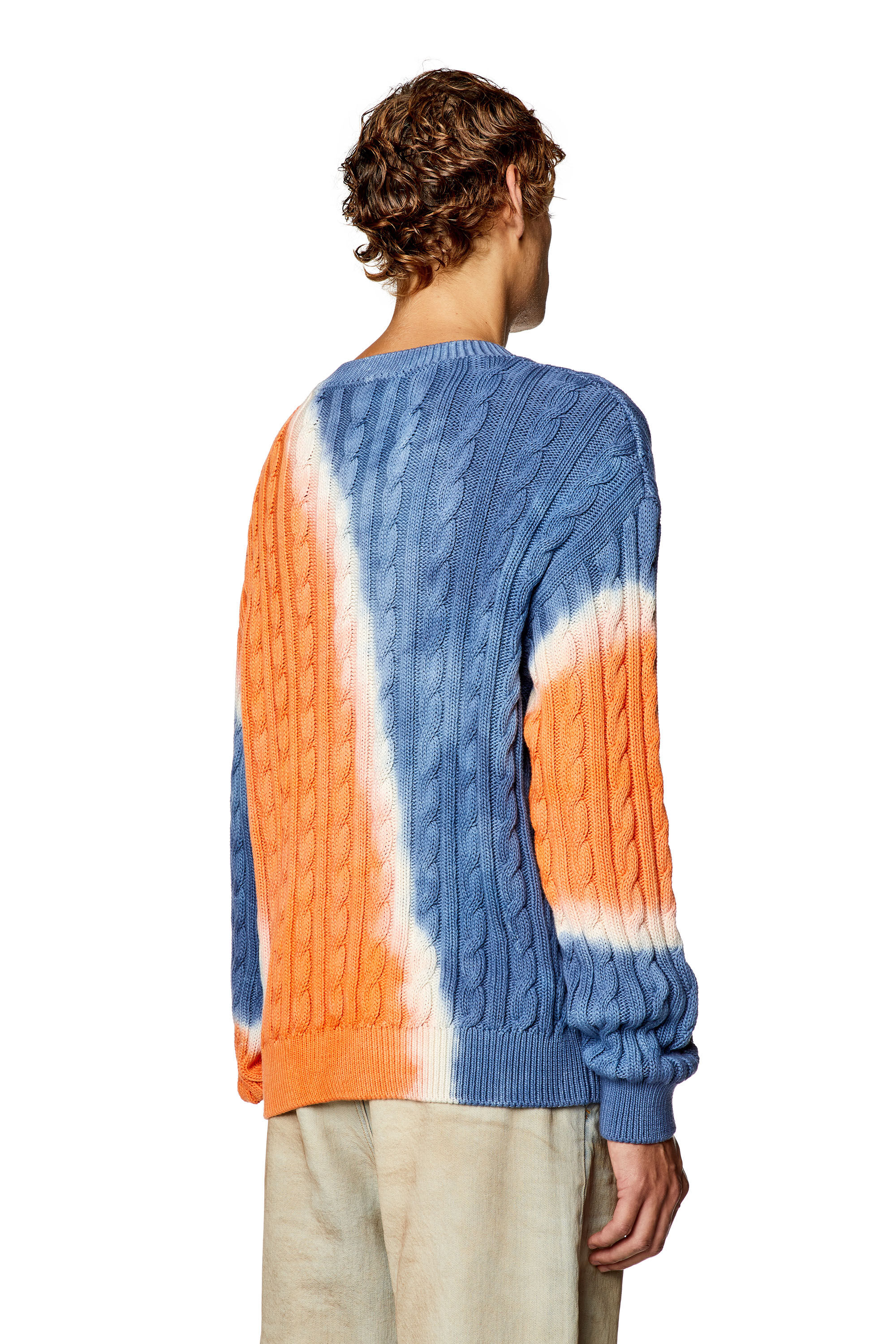 Men's Tie-dye jumper in cable-knit cotton | Multicolor | Diesel
