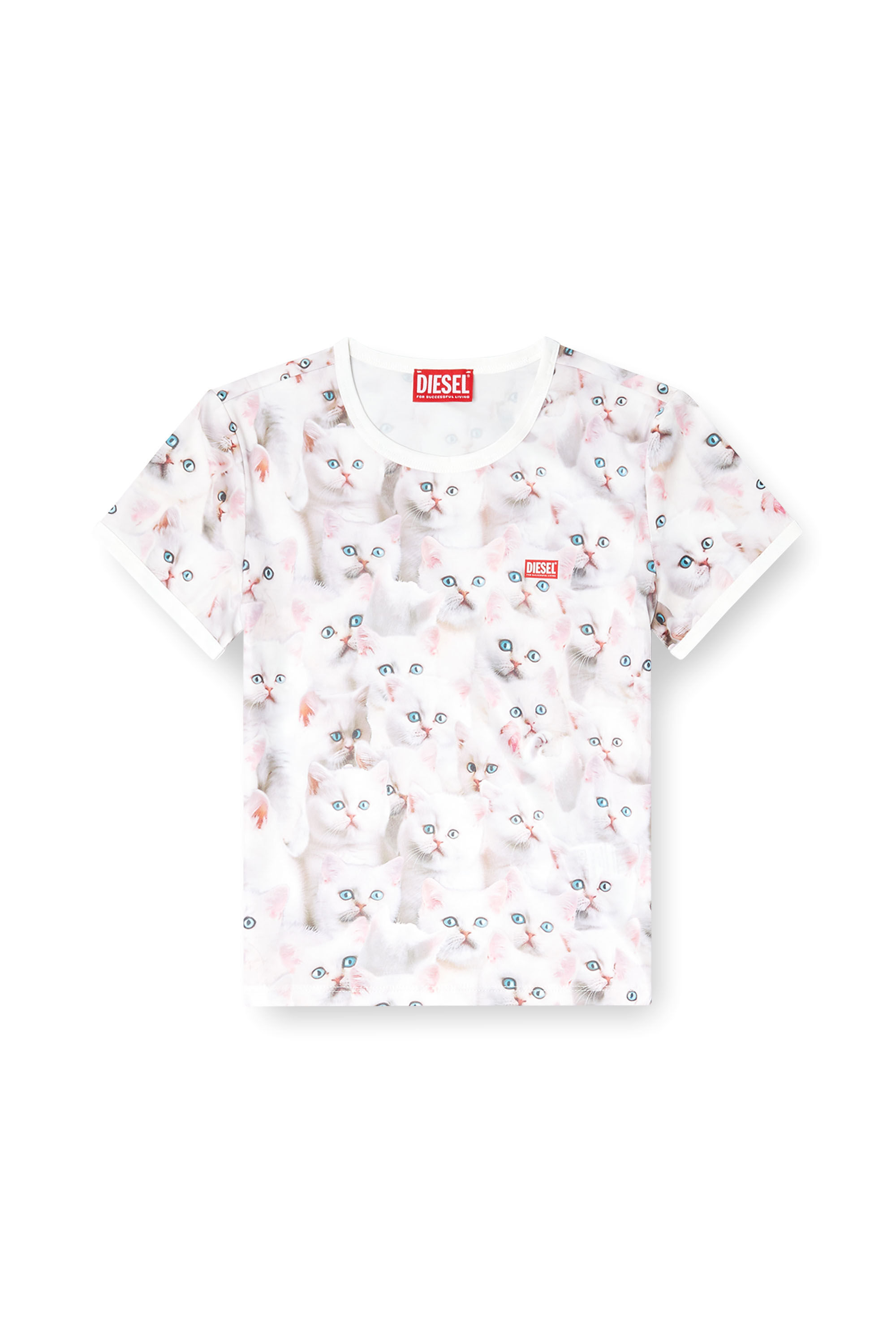 Diesel - T-UNCLAU, Top de jersey con estampado integral Mujer in Blanco - 2