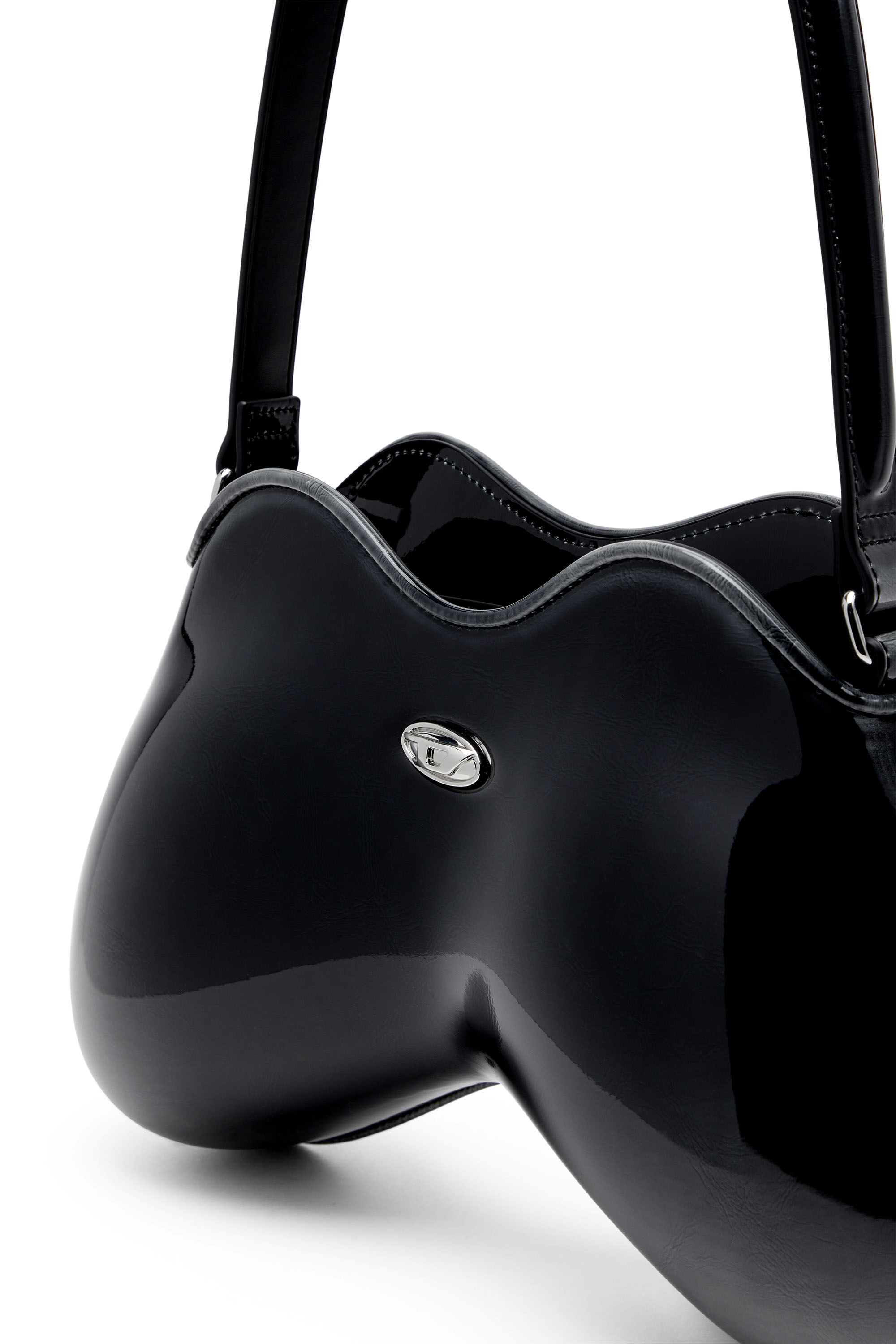 Diesel - DOUBLE-D SHOULDER, Bolso rígido de hombro en PU brillante dégradé Mujer in Negro - 5