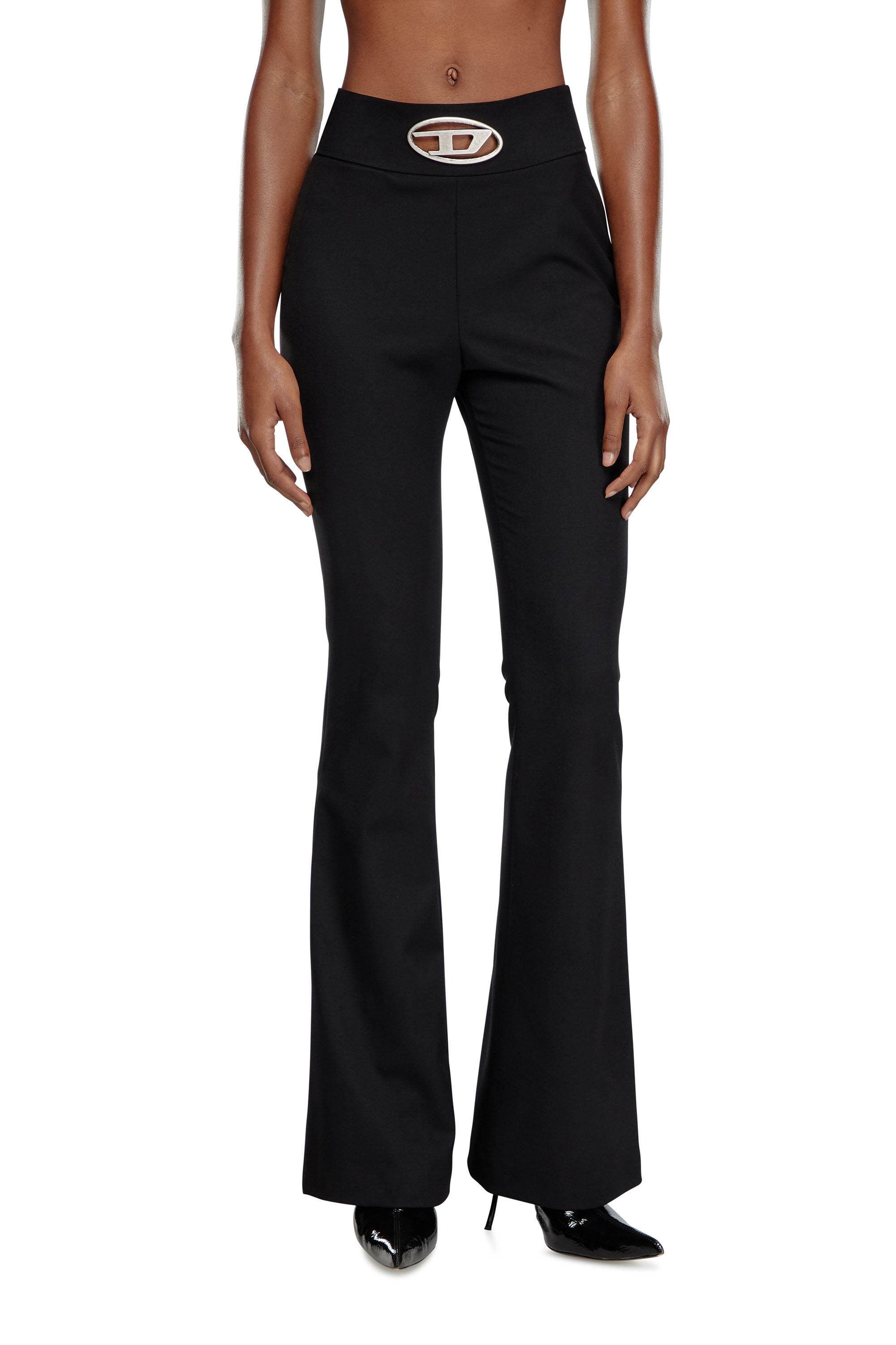 パンツ DIESEL FW25 'P-Erseus' pants (A143900PHAL 9XXA) Women's Twill pants with metal Oval D plaque | Black | Diesel