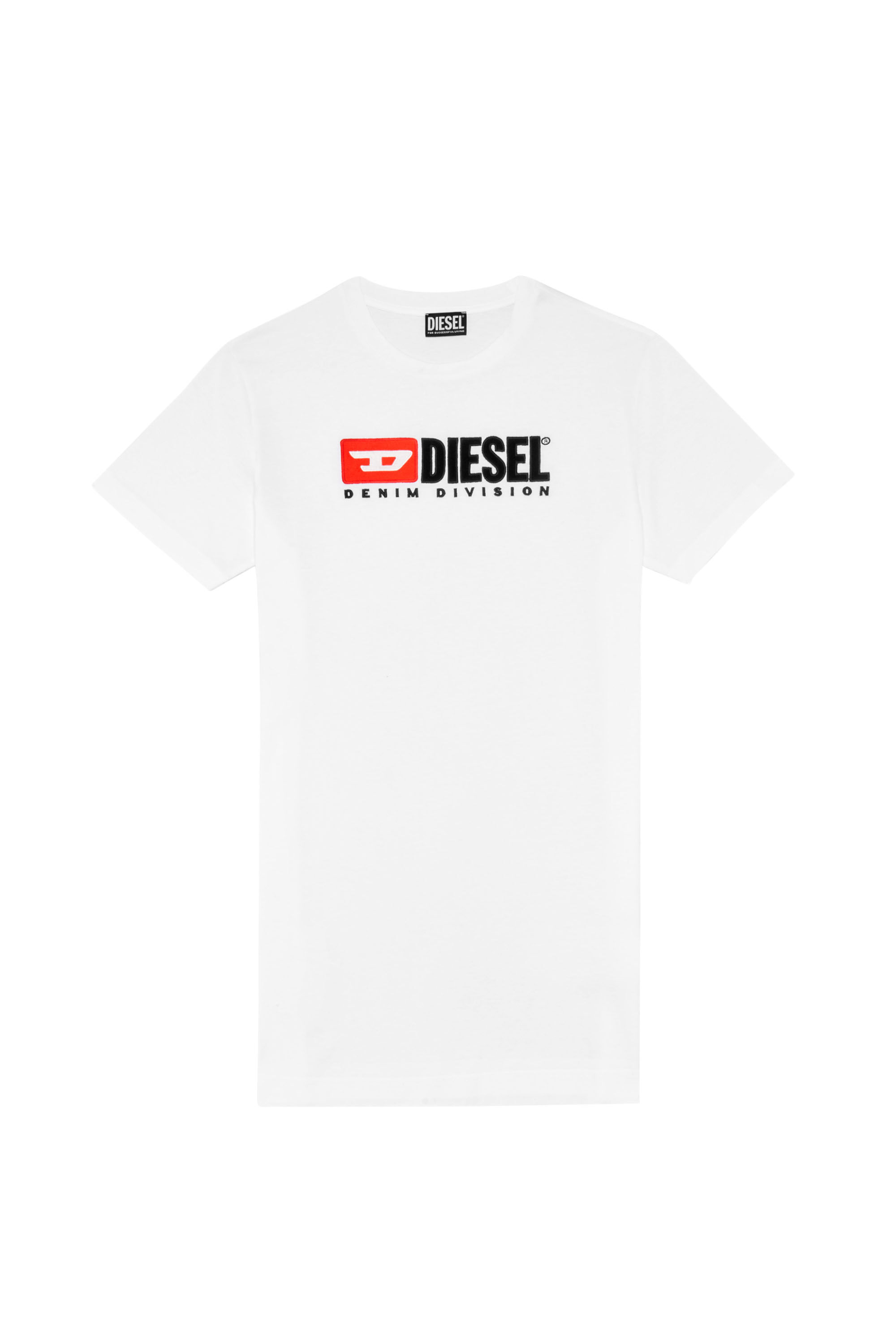 Diesel - D-EGOR-DIV, Woman's T-shirt dress with logo in White - 1