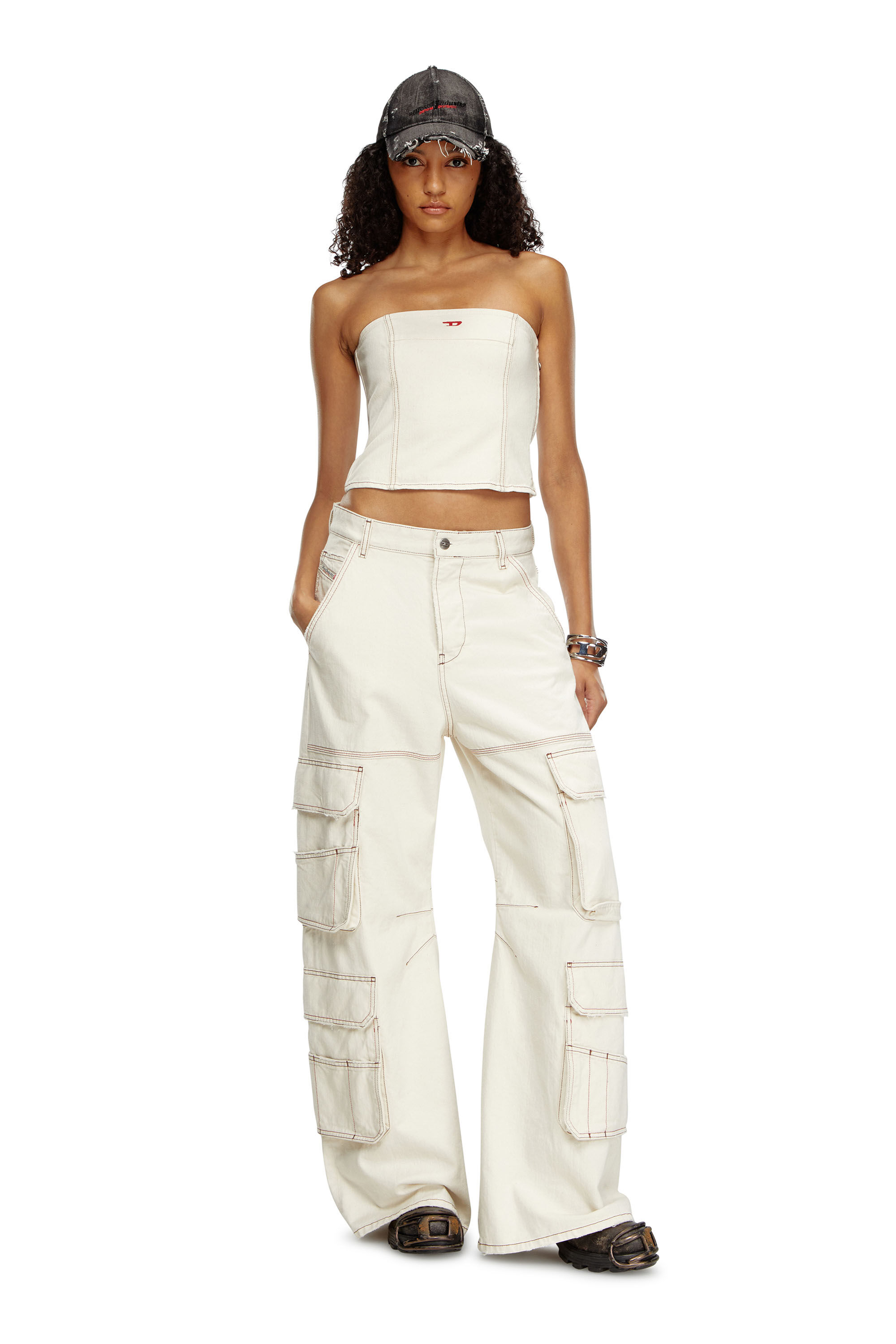 Women's Tube top in clean-wash denim | White | Diesel