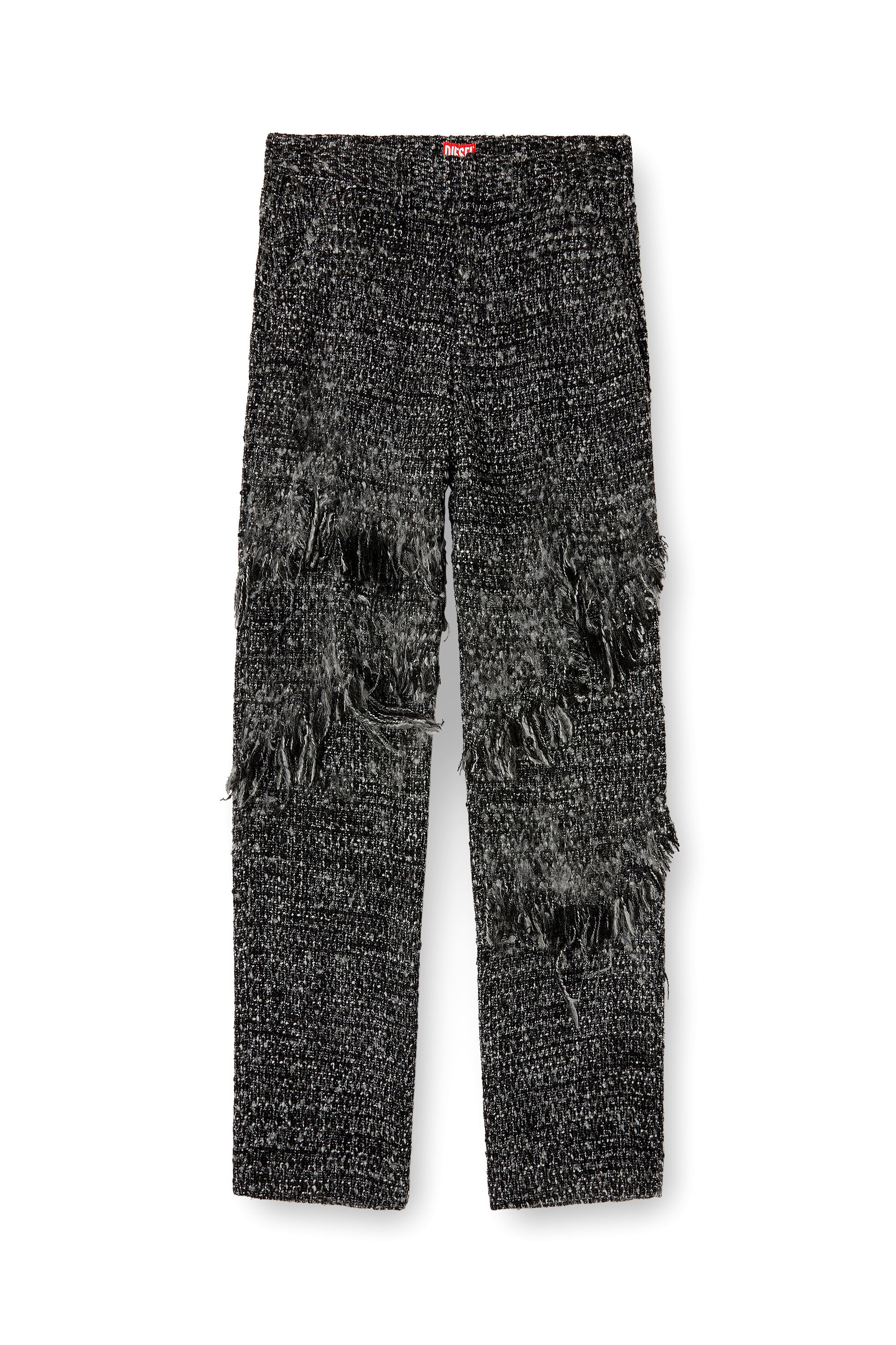 Diesel - P-ABERDEEN-NEW, Man's Layered pants in destroyed bouclé in Black - 2