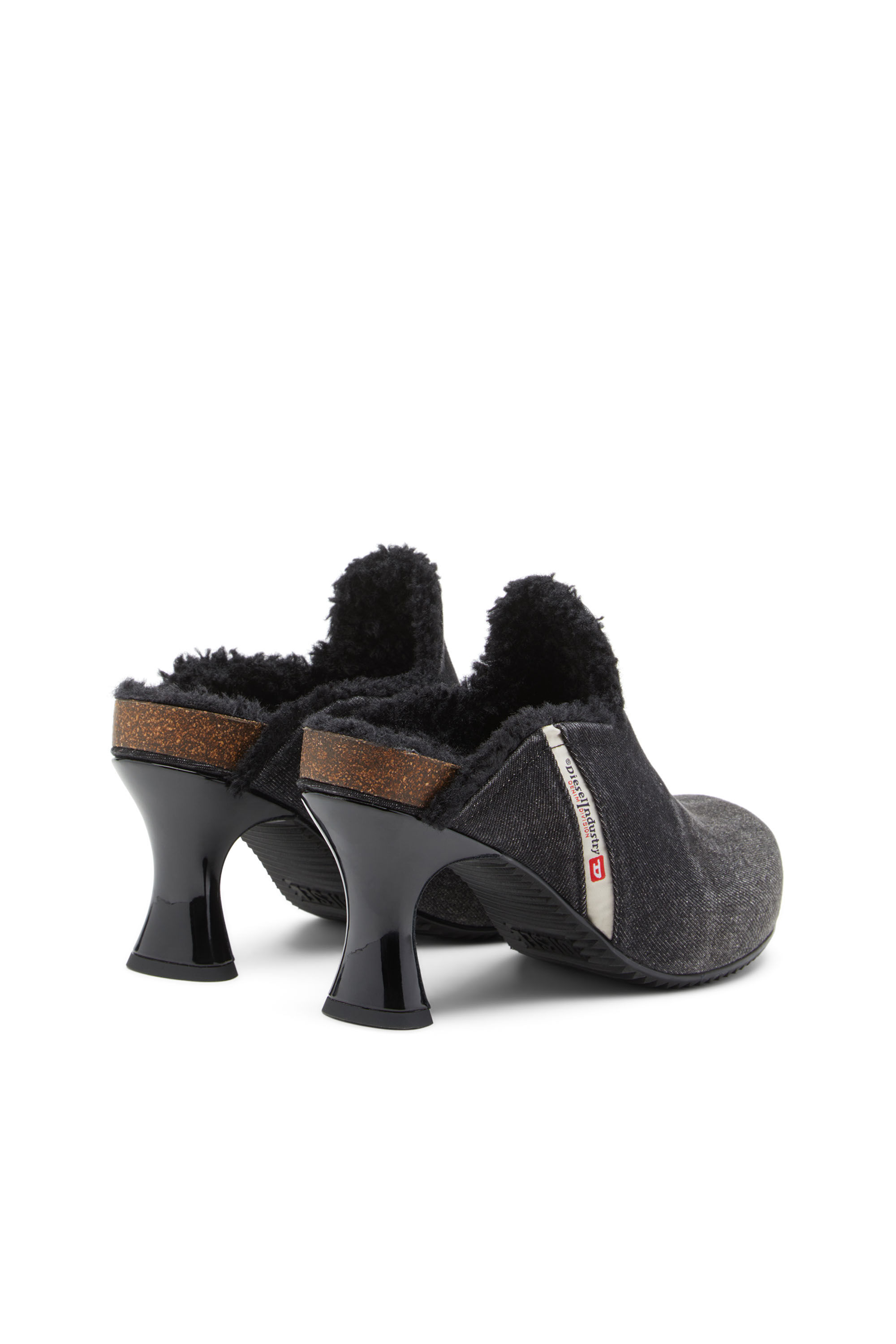 Women's D-Woodstock-Plush-lined denim mules | Black | Diesel