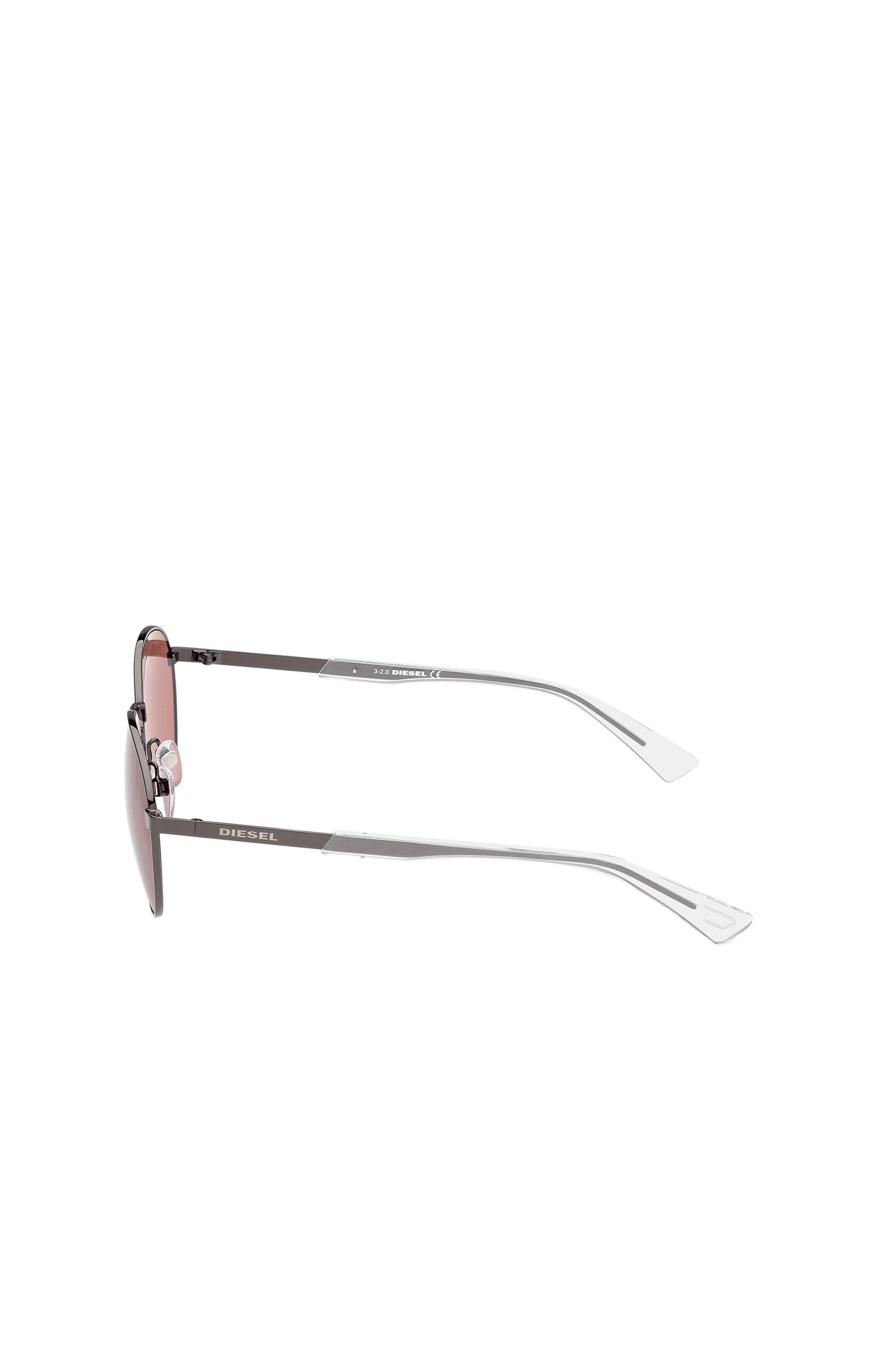 Diesel - DL0355, Man's Round easy to wear metal sunglasses in Black/Red - 4