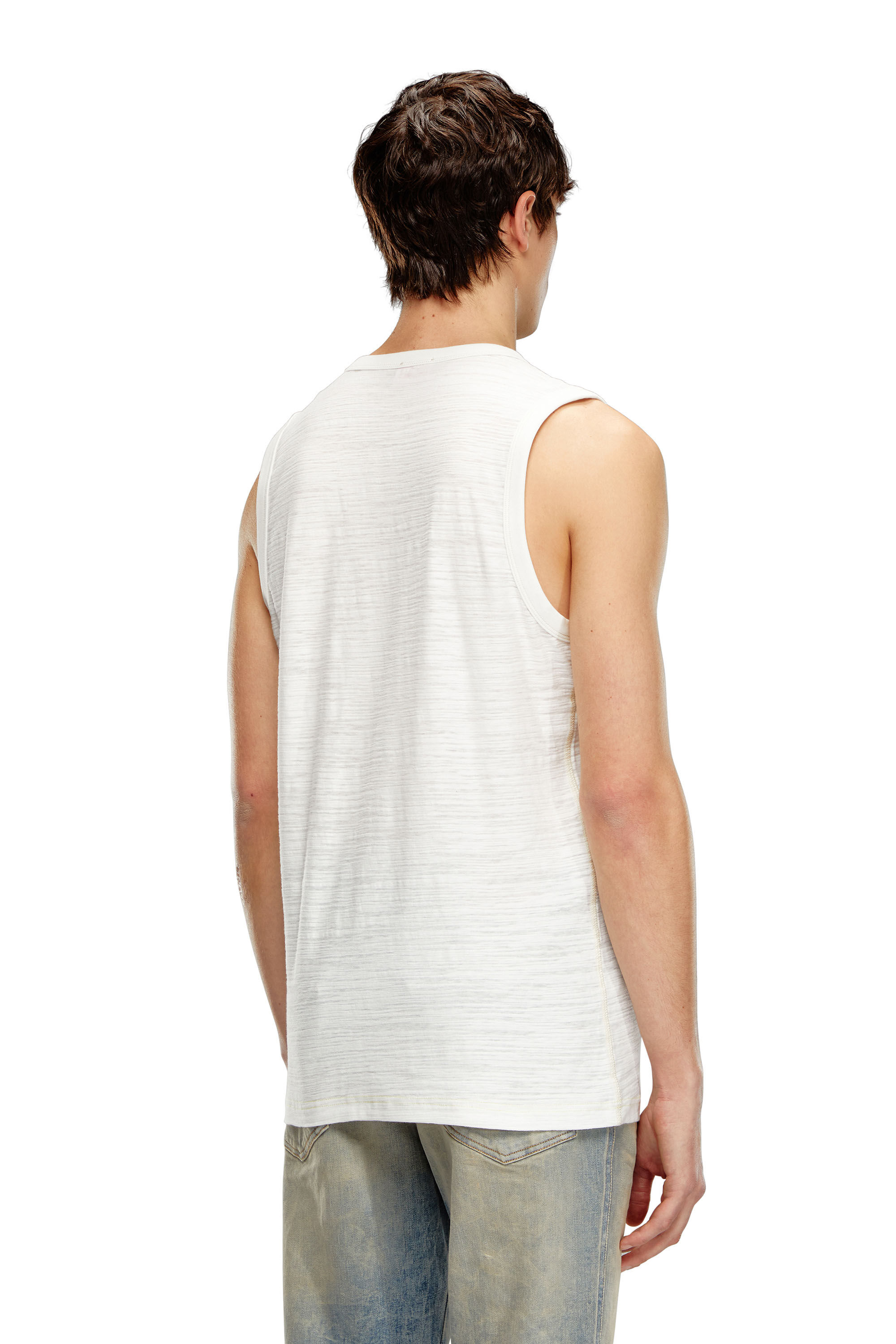 Men's Slub tank top with flocked print | White | Diesel