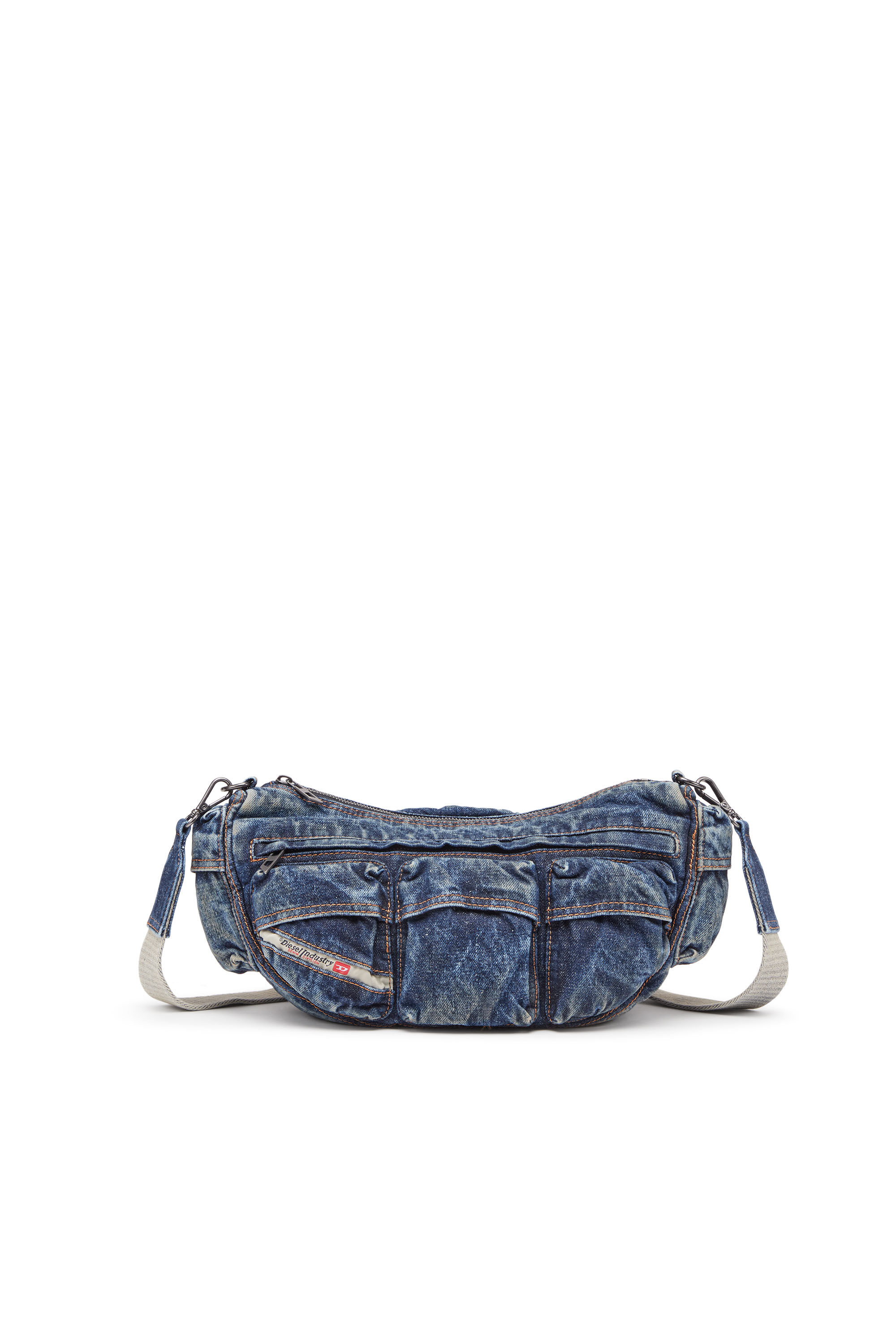 Travel 3000 Shoulder Bag X - Multipocket bag in treated blue denim 