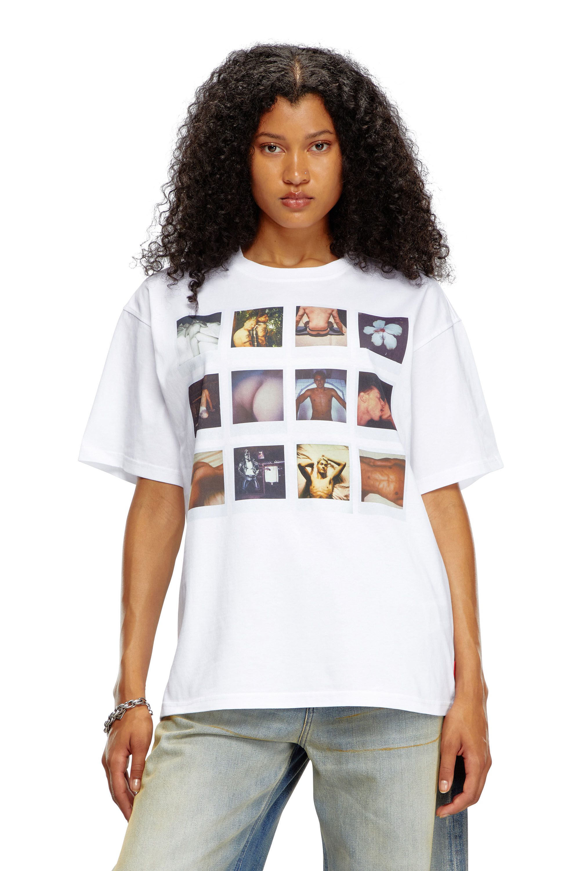 Women's T-shirt with polaroid patches | White | Diesel