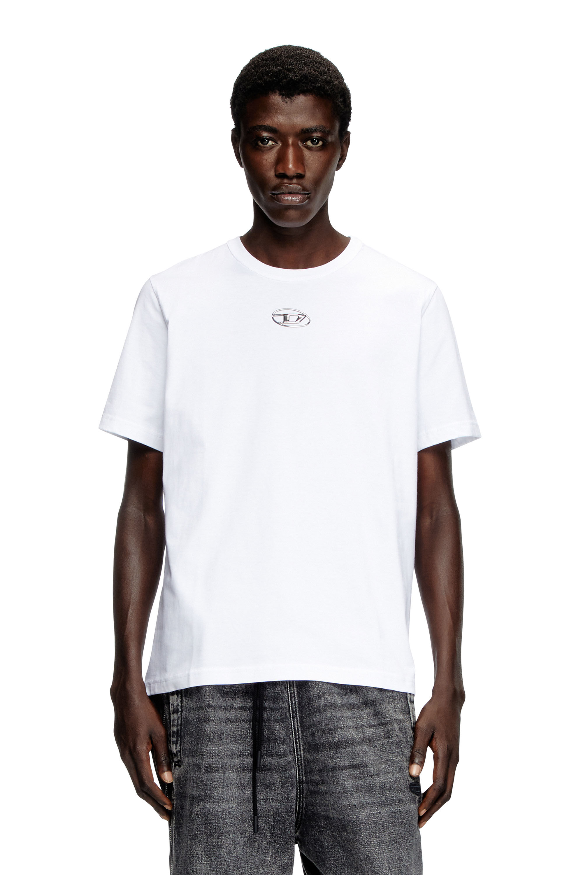 Diesel - T-ADJUST-OD, Camiseta con Oval D metálico Hombre in Blanco - 3