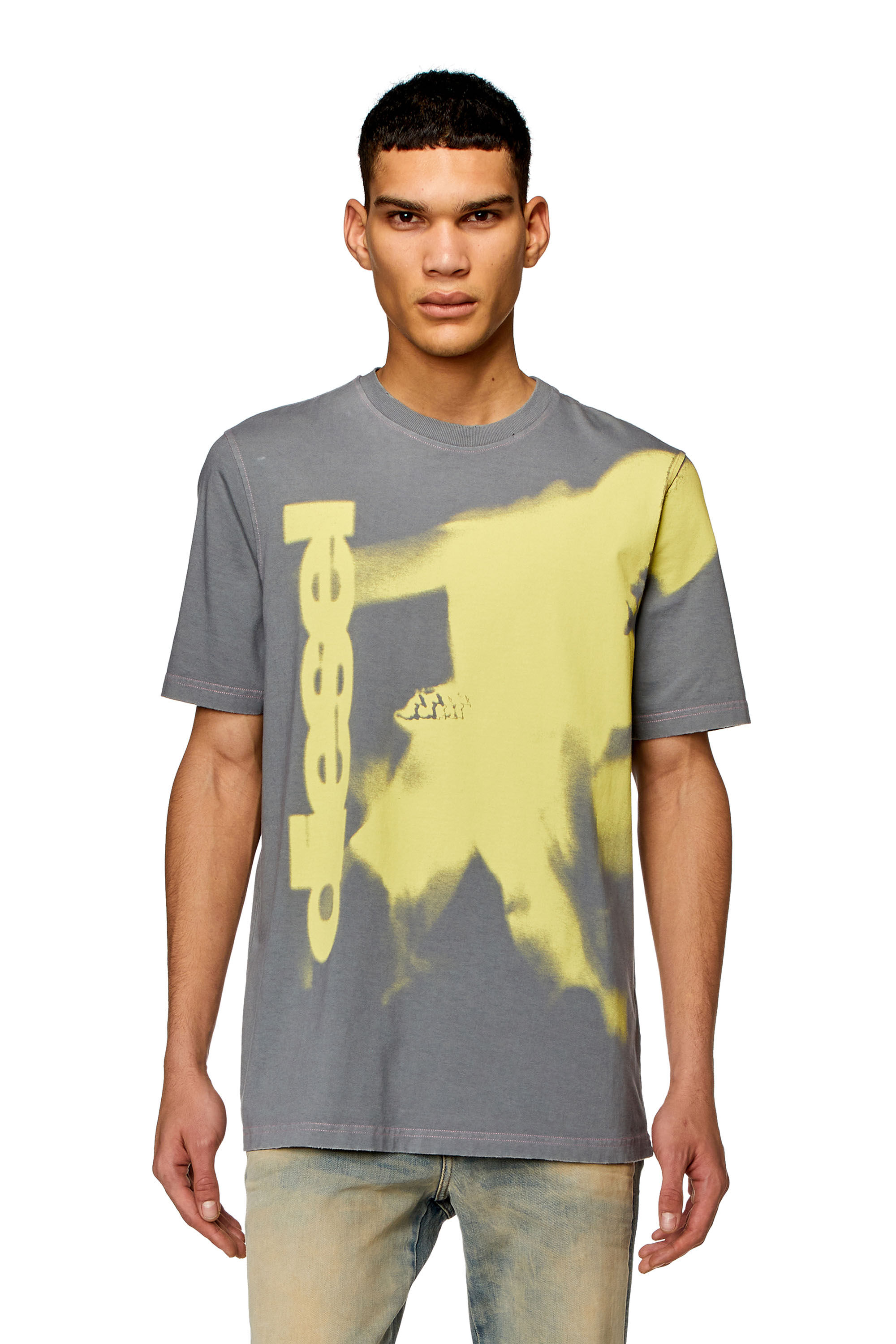 Men's T-shirt with smudged print | Grey | Diesel