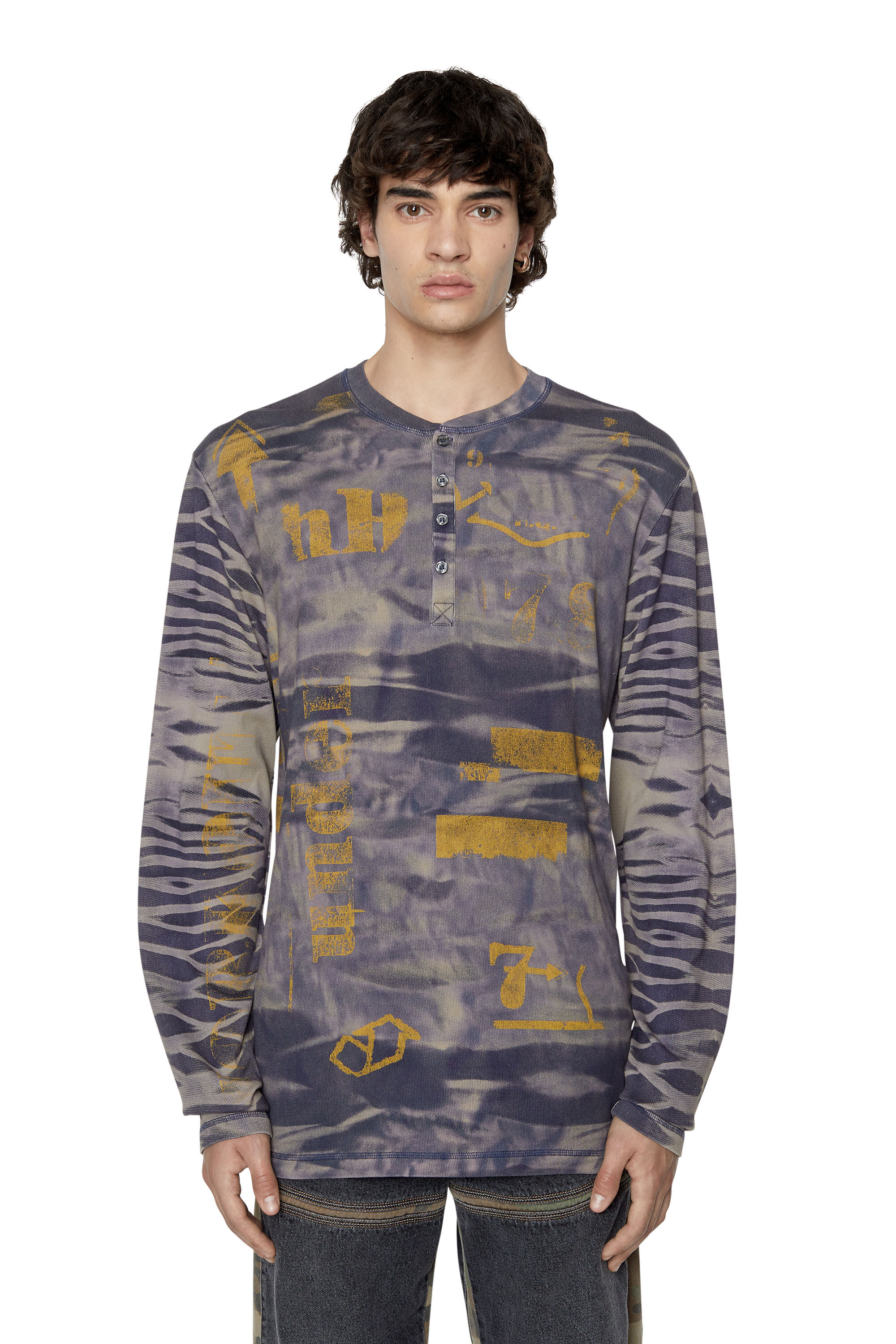 T-JUSER Man: Camo Henley shirt with vintage effect | Diesel