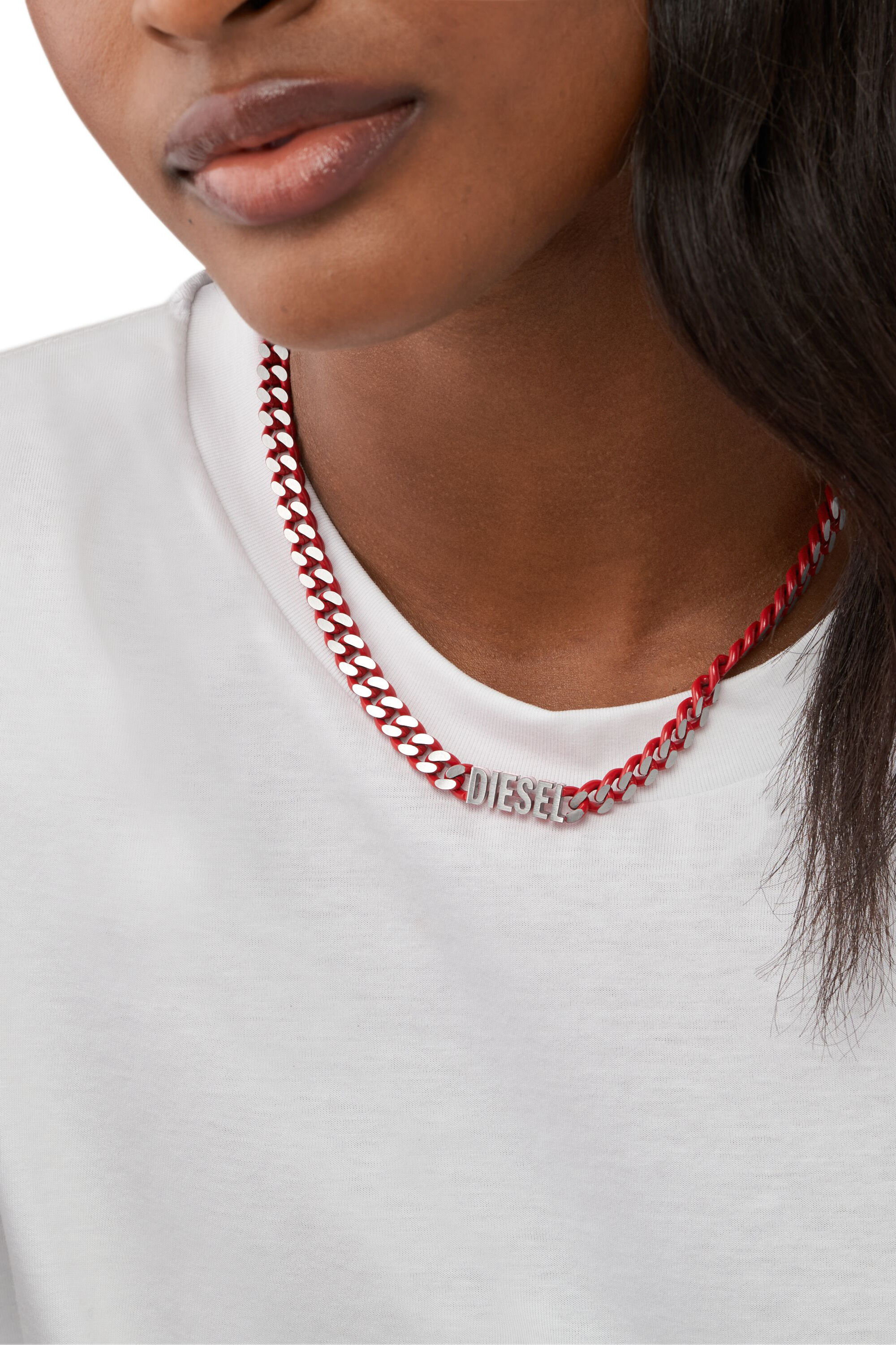 Women's Red Stainless Steel Choker Necklace | Red | Diesel