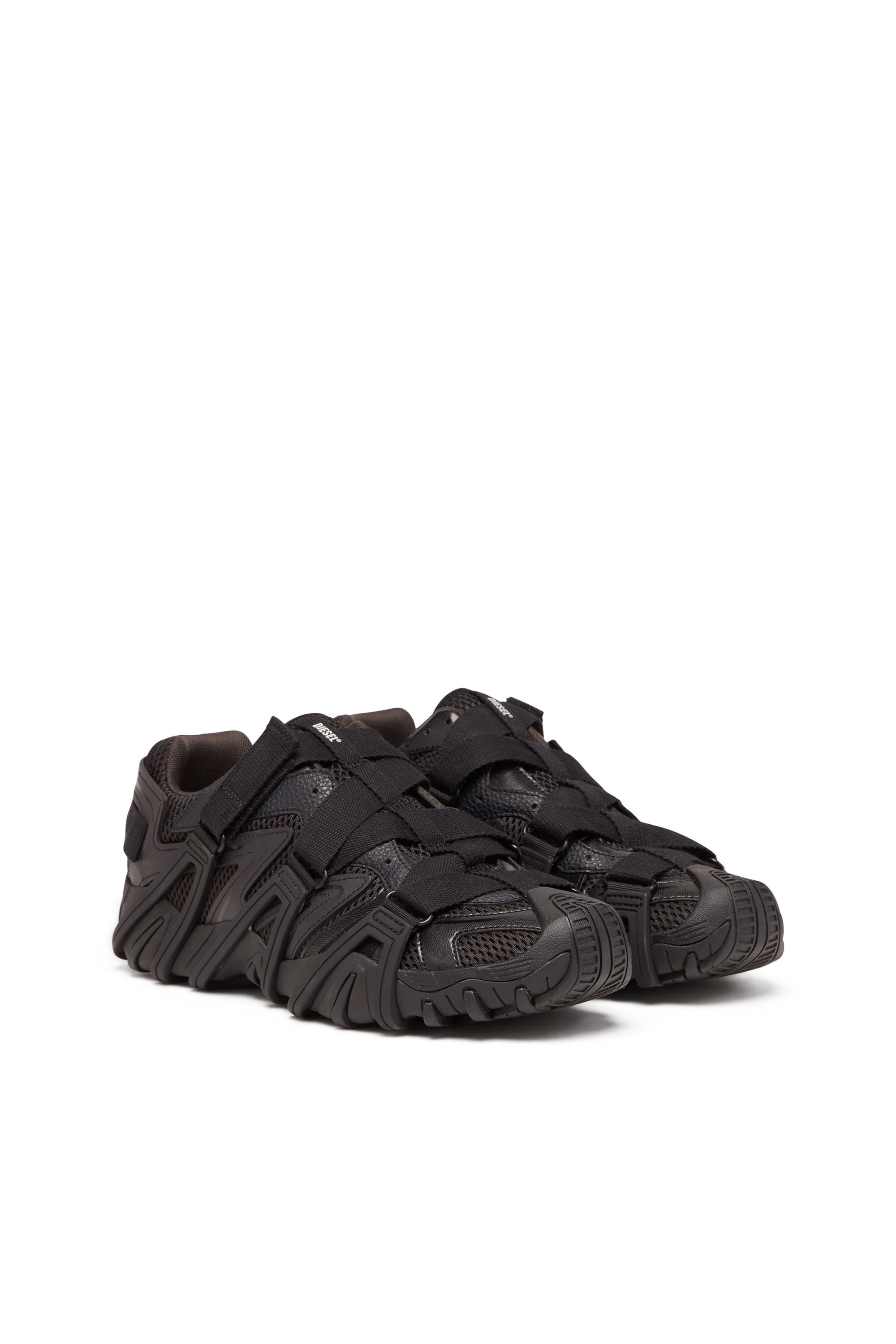 Diesel - S-PROTOTYPE-CR, Man's S-Prototype-CR - Caged sneakers in mesh and leather in Black - 2
