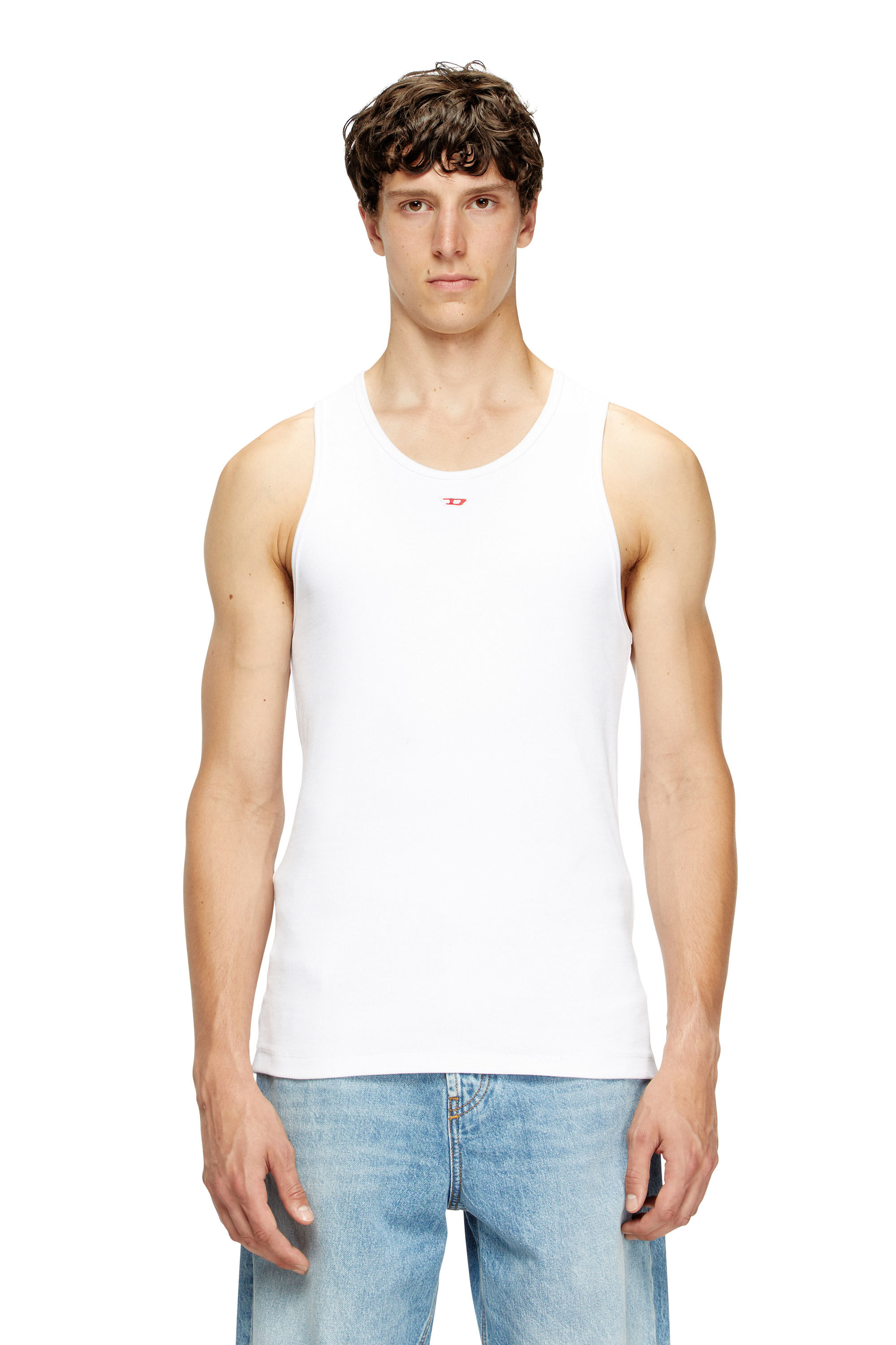 Diesel - T-LIFTY-D, Camiseta sin mangas con mini parche con el logotipo D Hombre in Blanco - 3