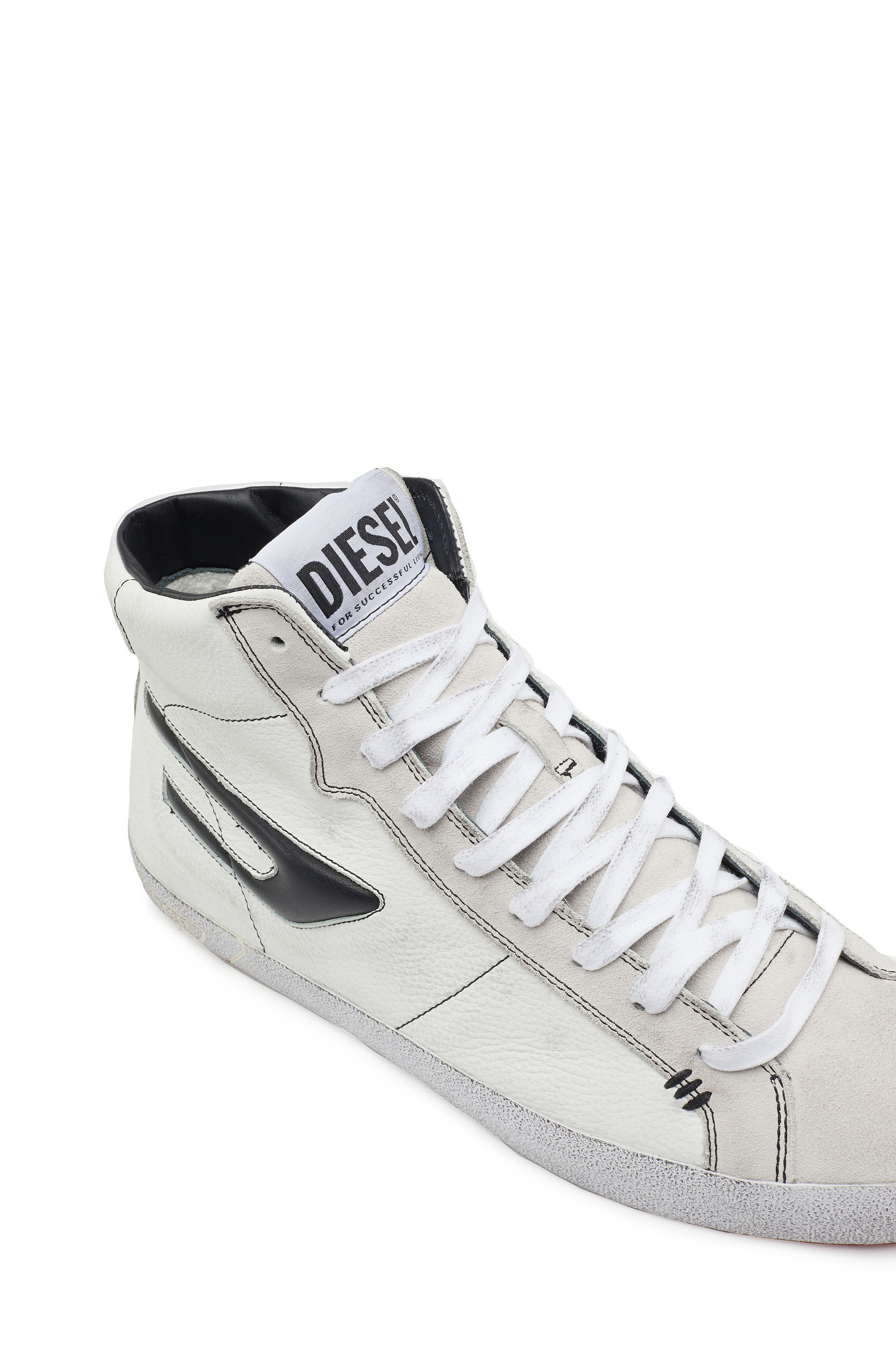 Men's S-Leroji Mid - High-top leather sneakers with D logo | Diesel