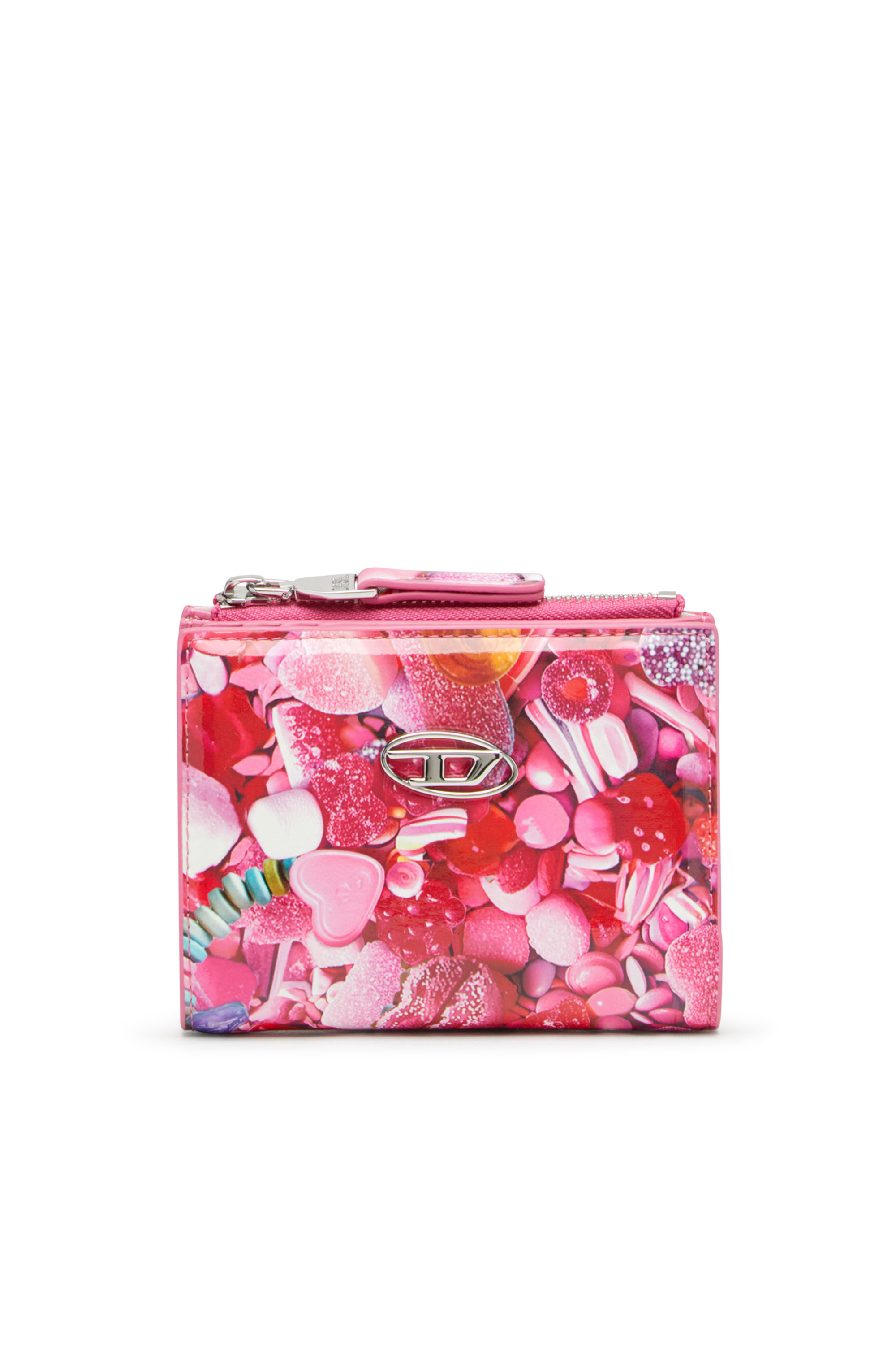 DIESEL☆ Small wallet in printed glossy PU ピンク×ホワイト Women's Small wallet in printed glossy PU | Pink | Diesel