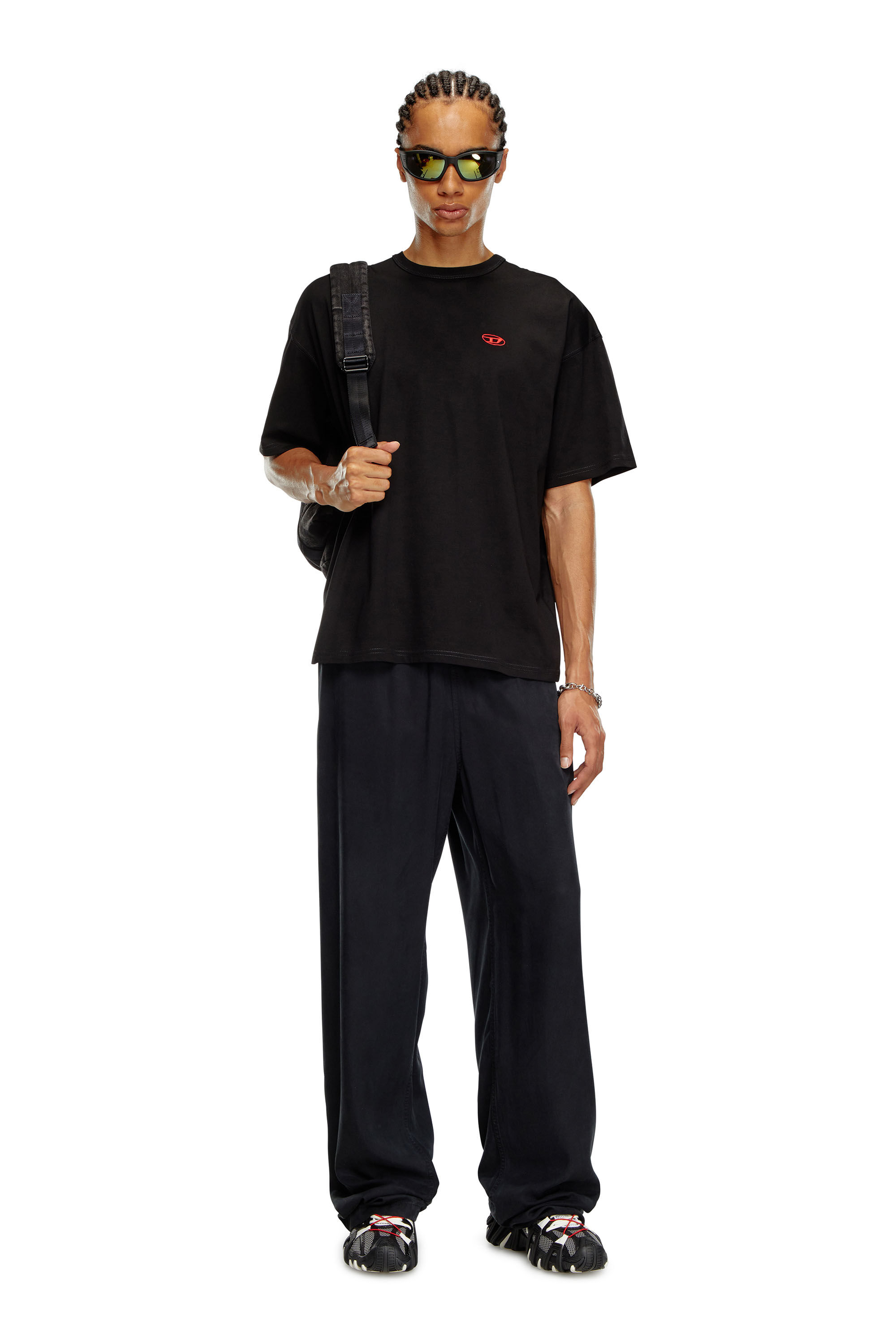 大人も着やすいシンプルファッション D Oval with T-shirt Men's print Diesel | Black | embroidery and トップス