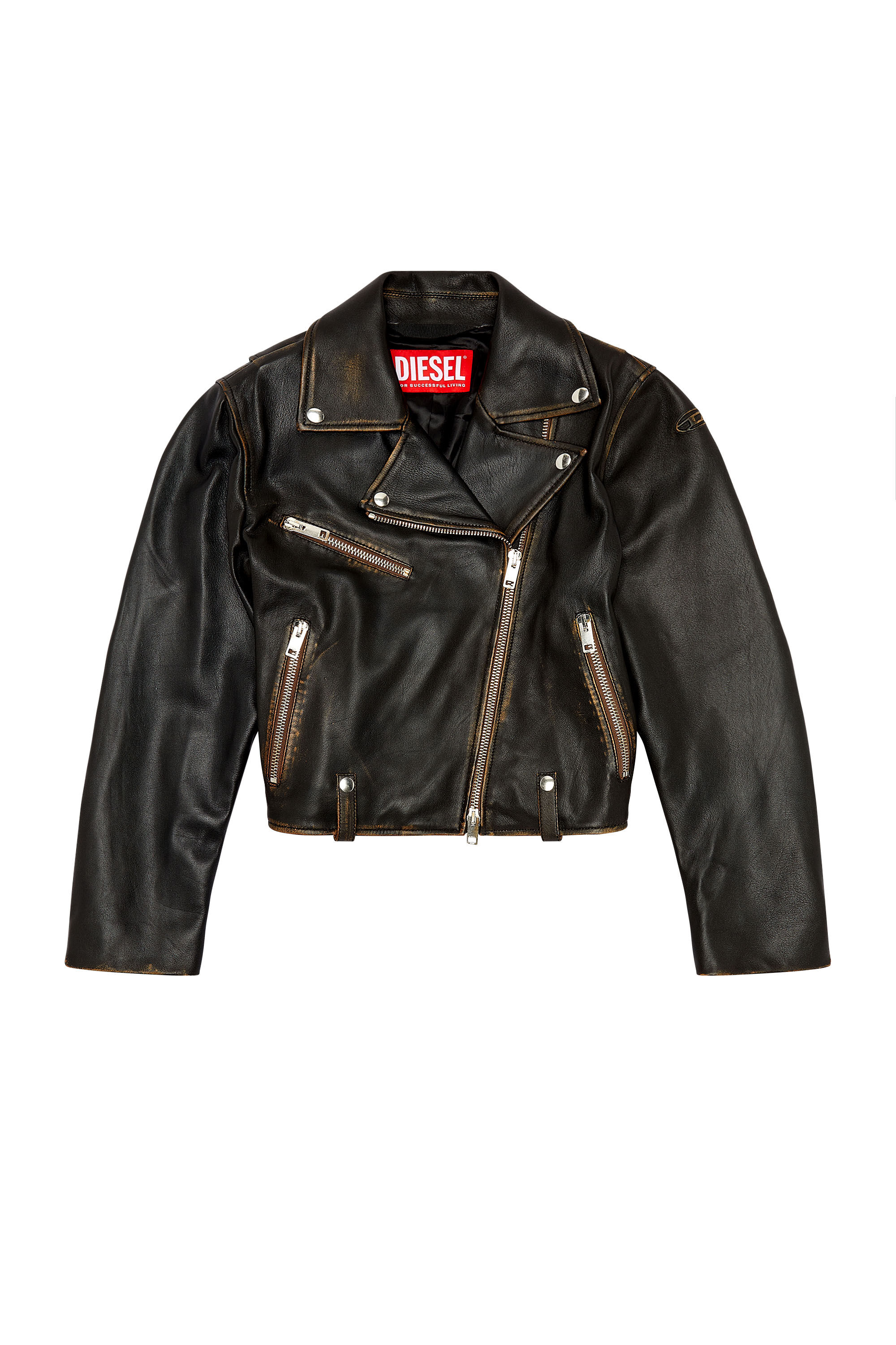 Women's Biker jacket in tumbled leather | L-EDME Diesel