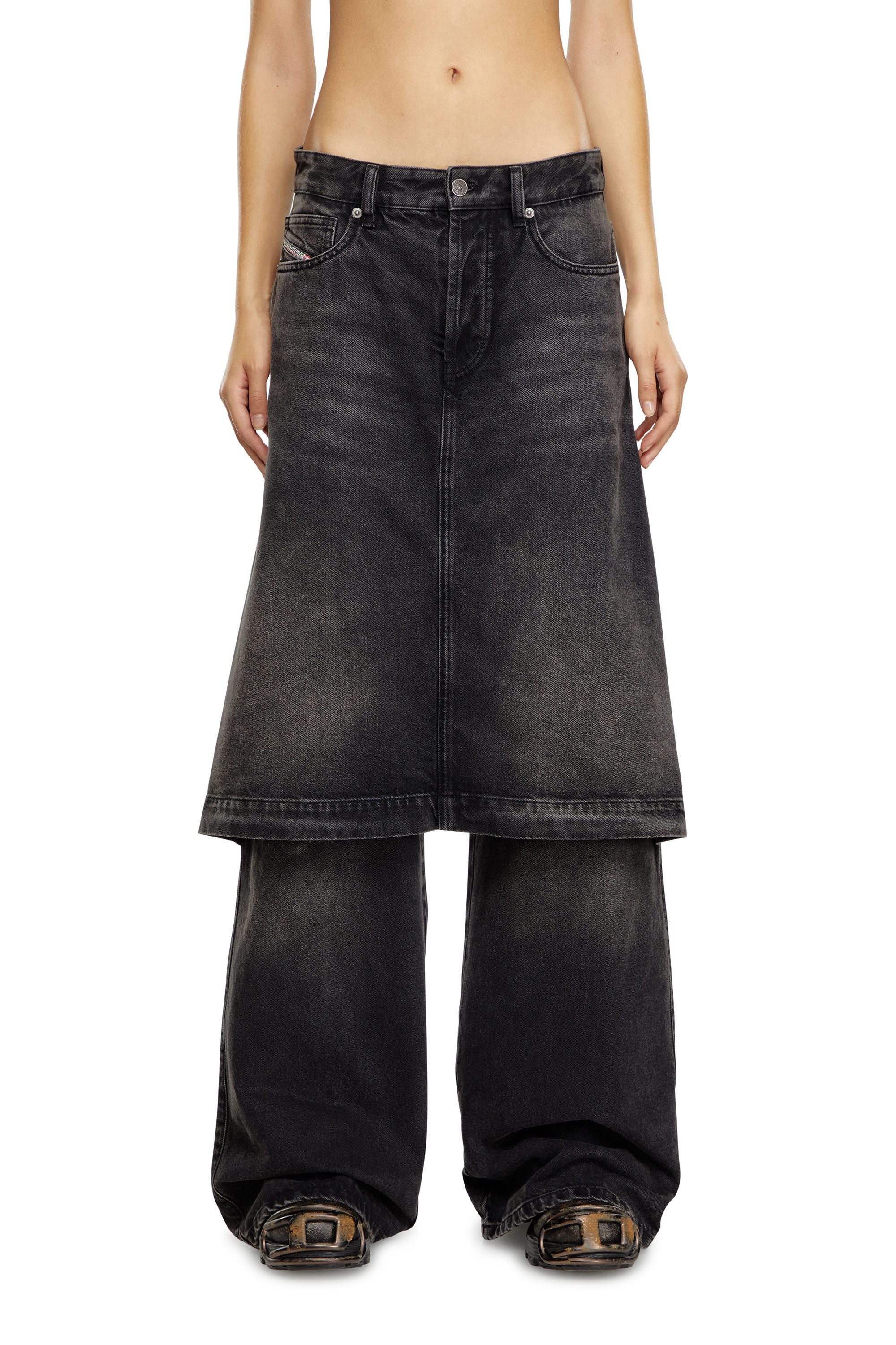 ★DIESEL★ D Belt S Denim Pants Dark Grey A134430JGAL02 Women's Relaxed Jeans | Black/Dark grey | Diesel D-Syren