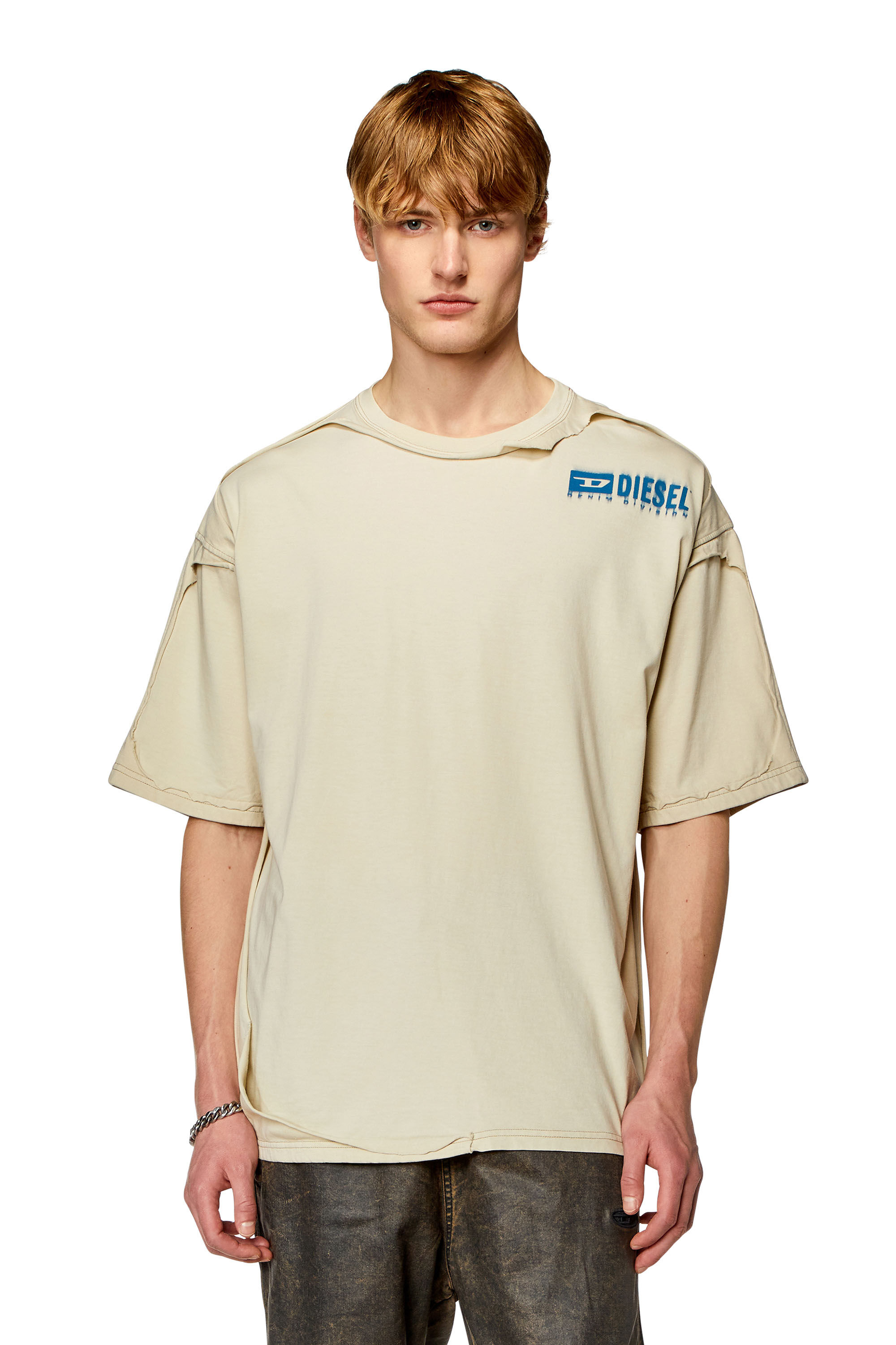 Men's heavyweight T-shirt with flocked logo | White | Diesel