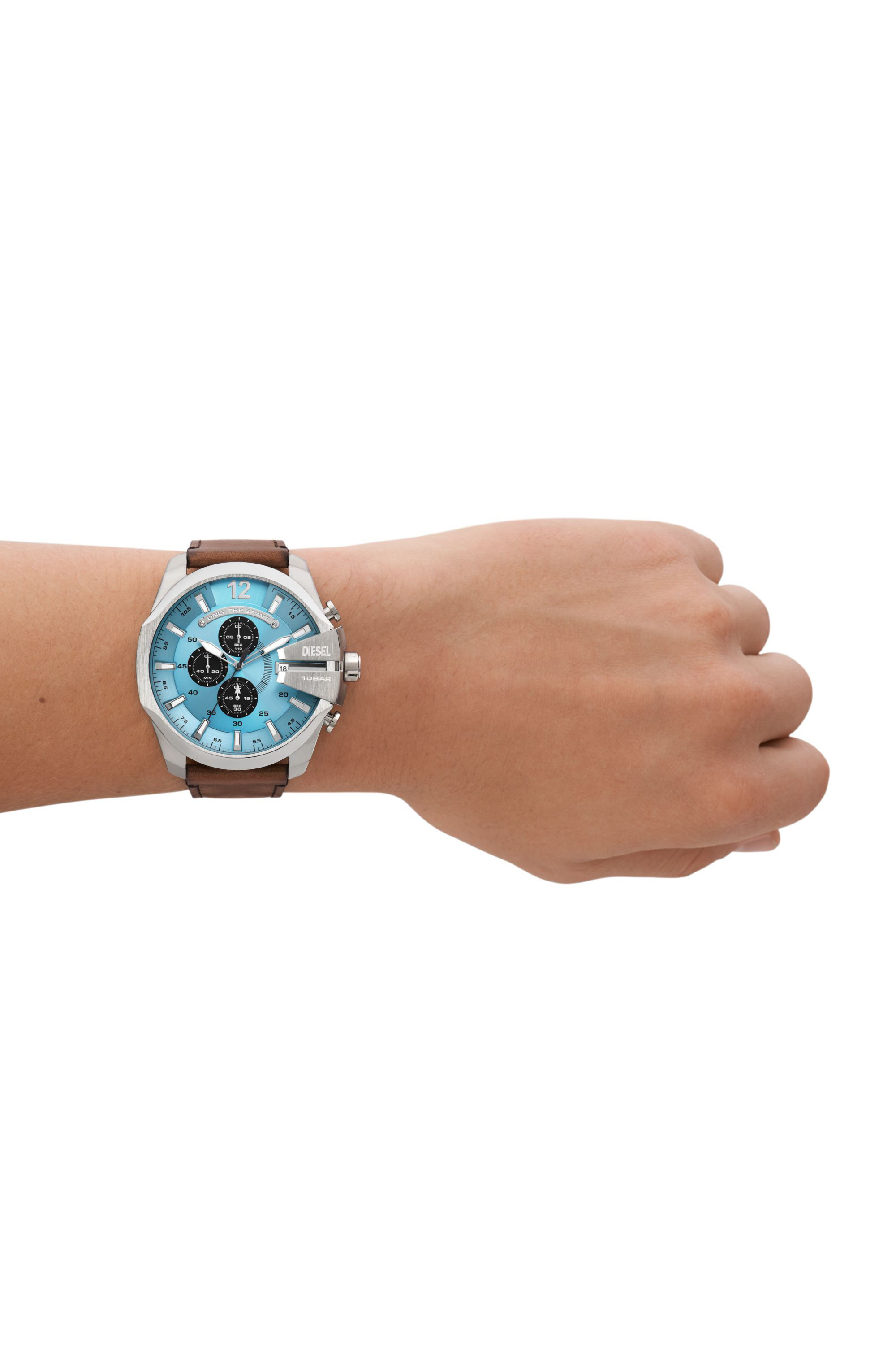 DIESEL時計 Men's Mega Chief chronograph brown leather watch | Brown