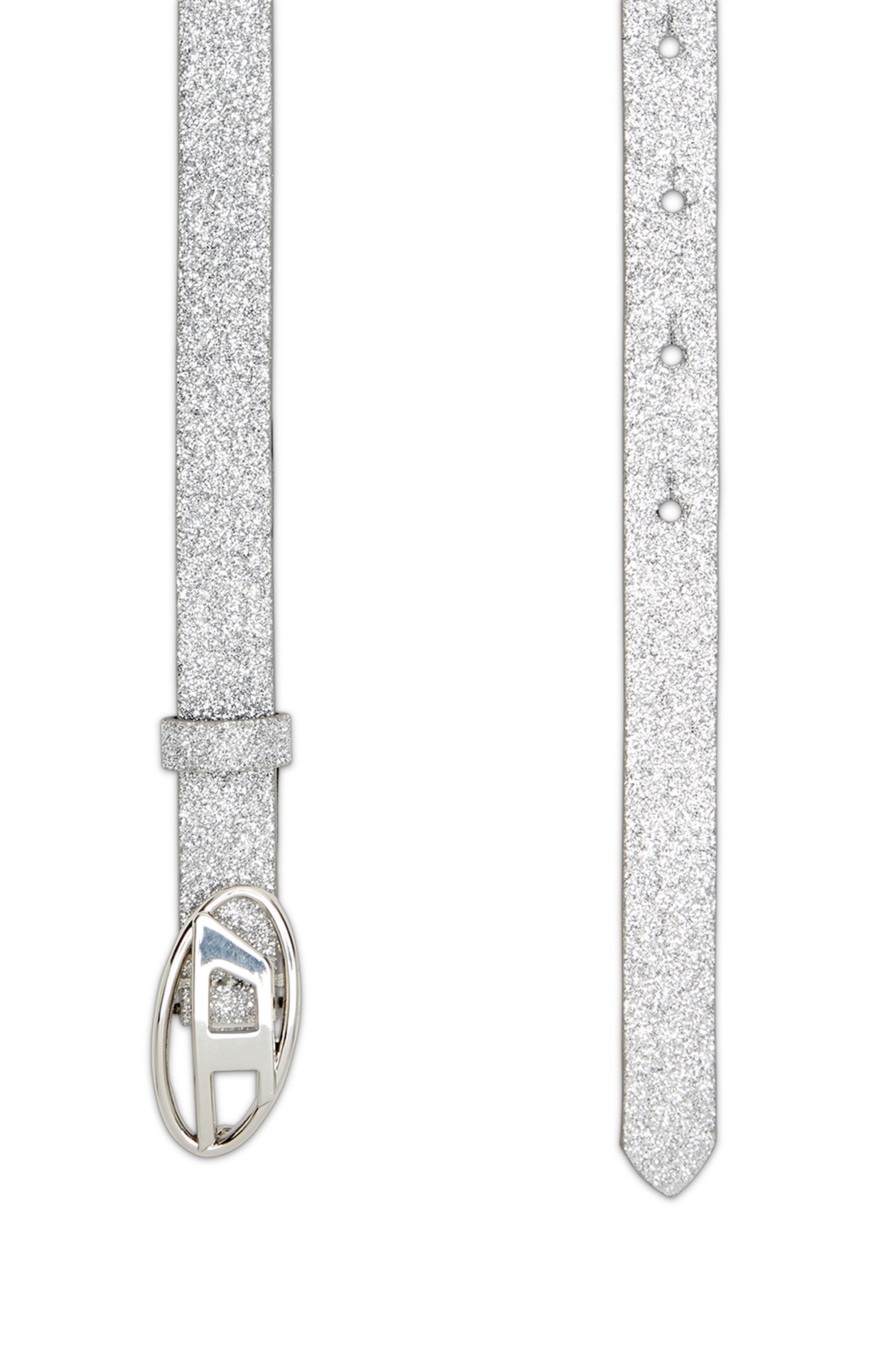 ベルト DIESEL Woman Belt Silver X09727P1660 H0535 Women's 2cm slim metallic belt | White | Diesel